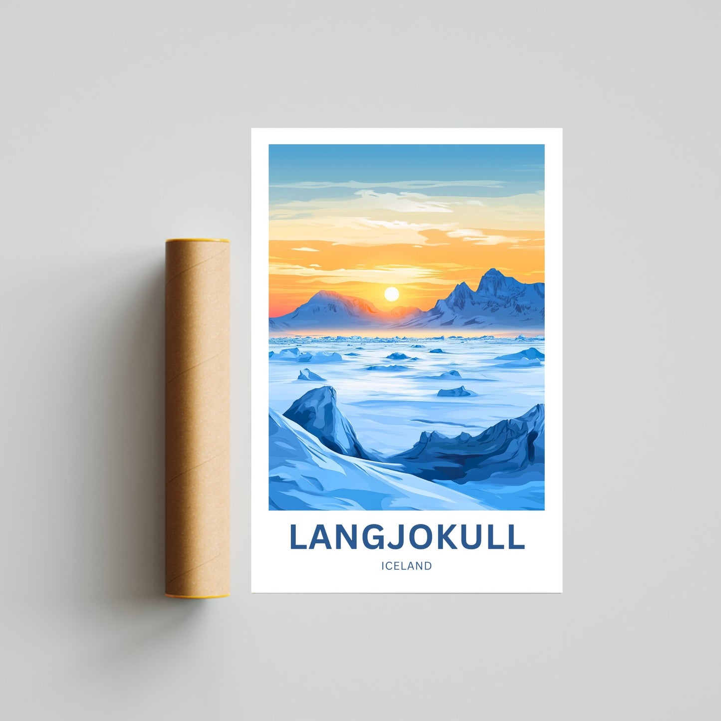 Langjökull Travel Poster - Glacier of Light