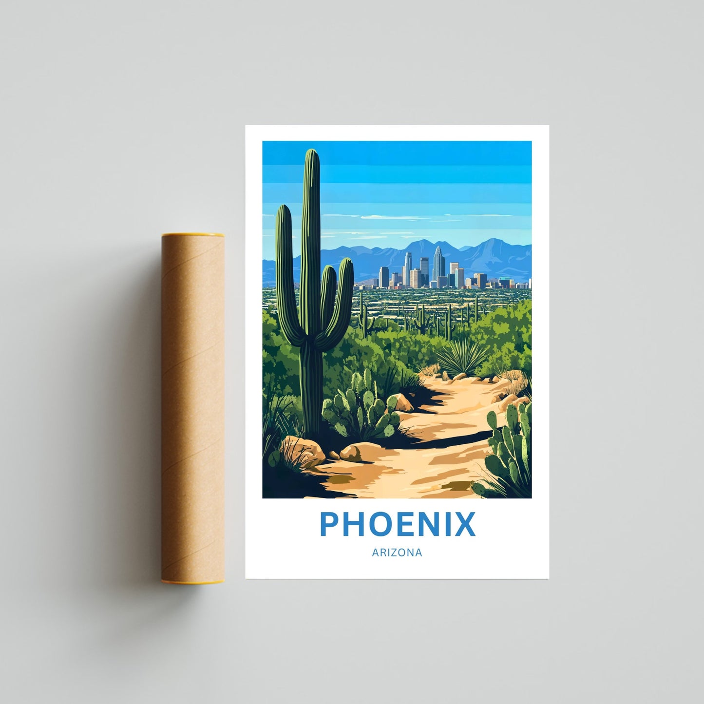 Phoenix Travel Poster - Captivating Cactus & Dessert City of Arizona