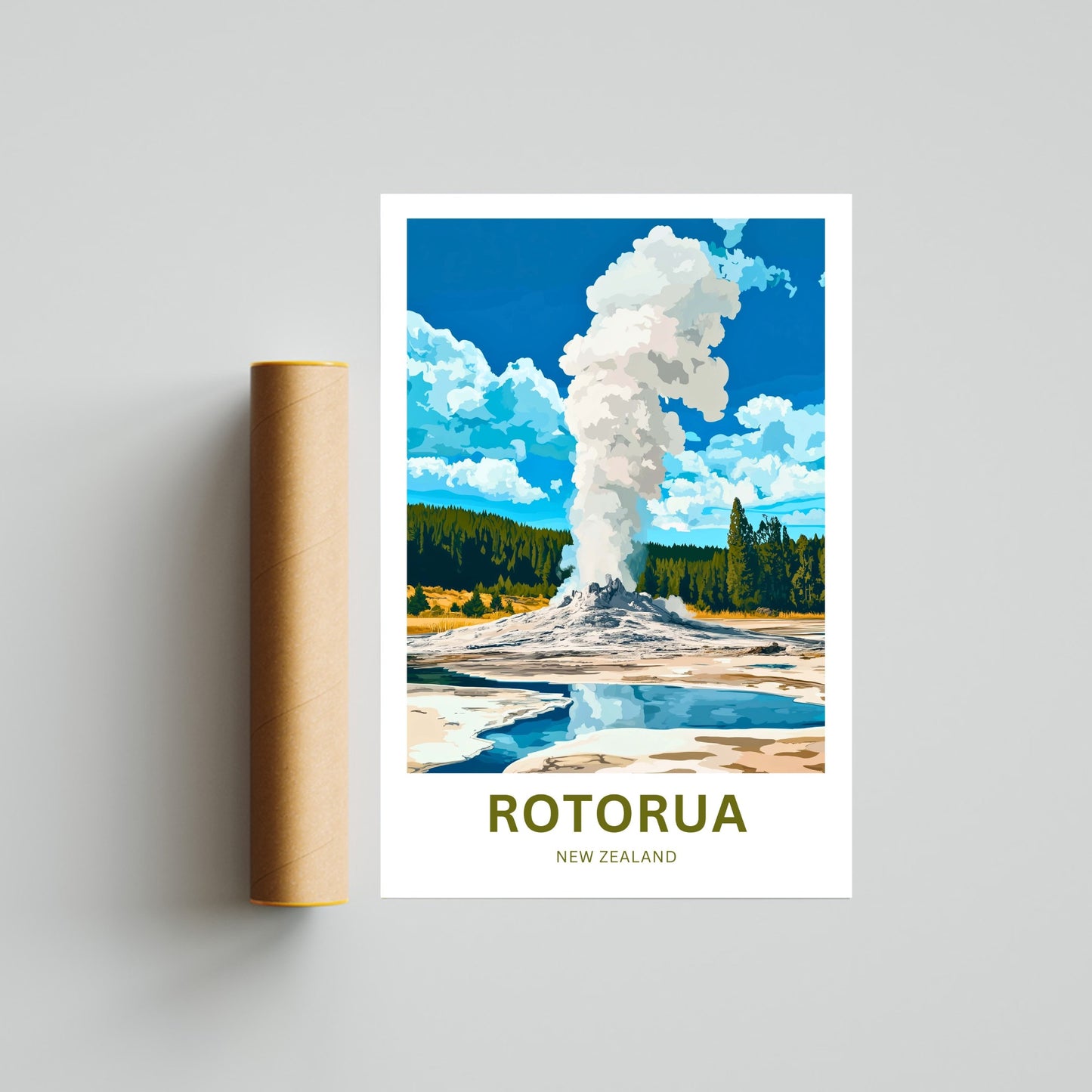 Rotorua Travel Poster - Captivating Geyser,New Zealand
