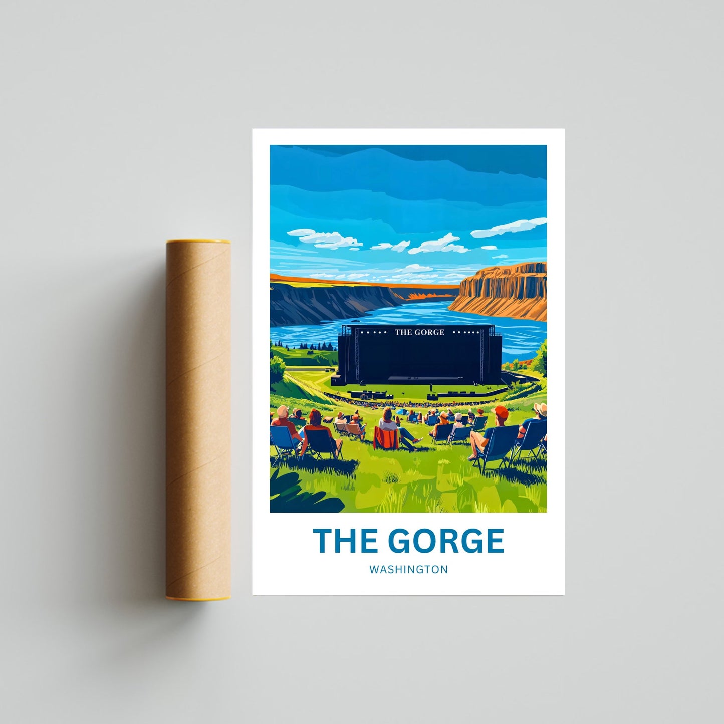 The Gorge Travel Poster- Concerts Beneath the Canyon Light