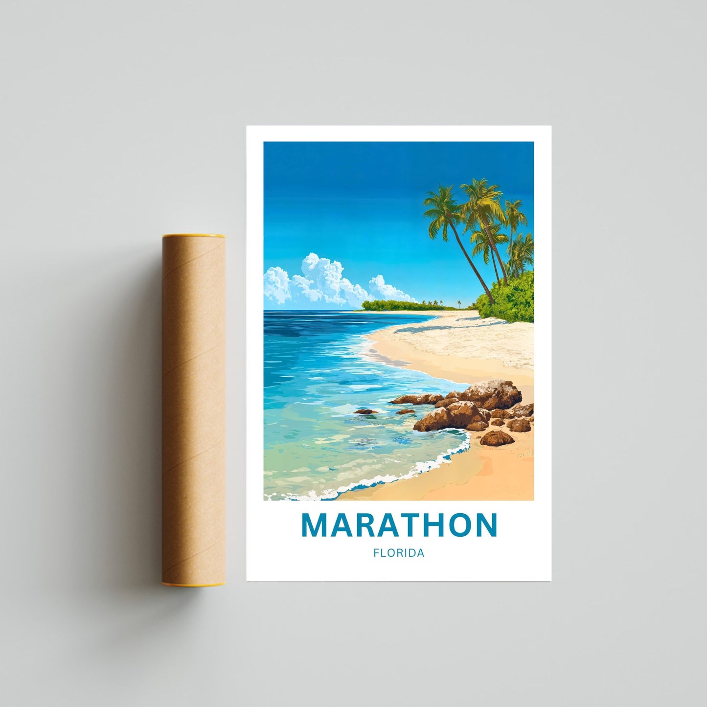 Marathon Travel Poster - Stunning Crystal Clear Beach Florida