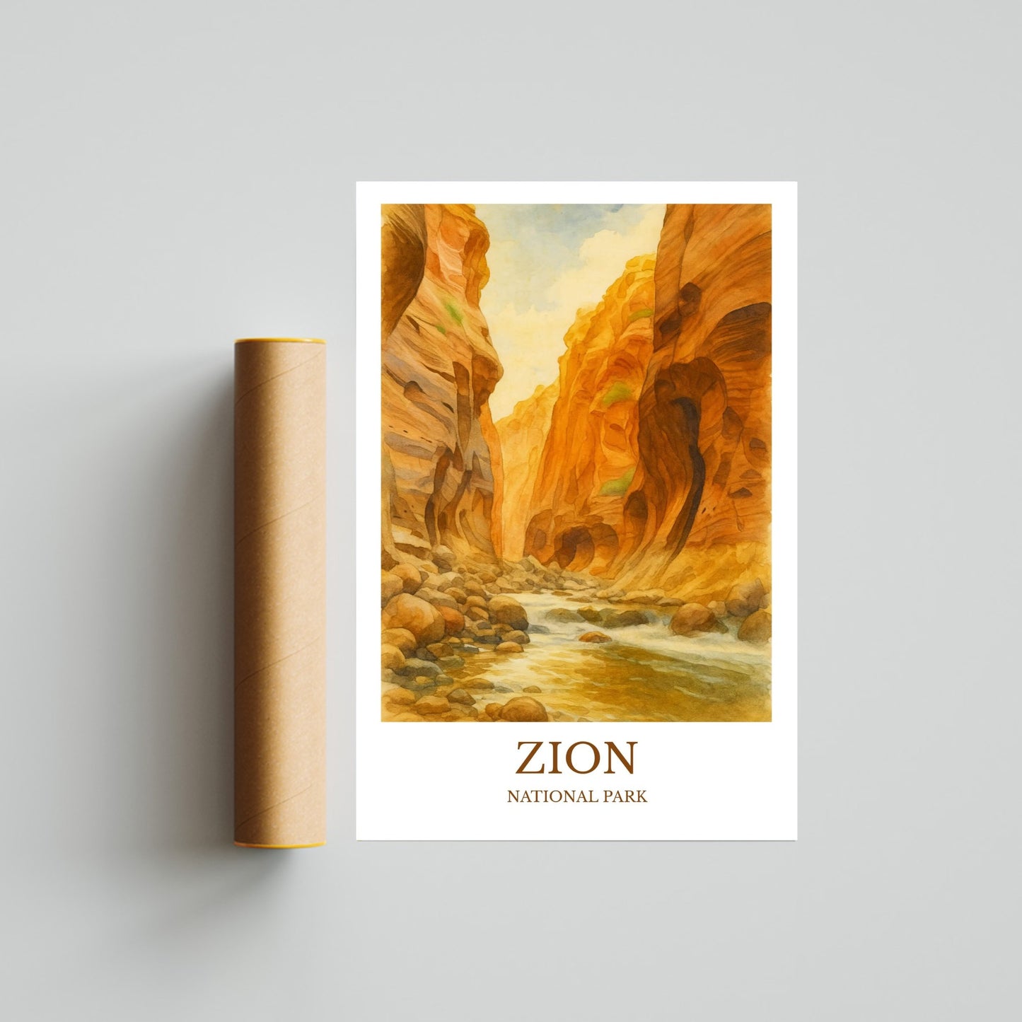 Zion, Watercolor design poster, National Park Print, Zion Wall Art