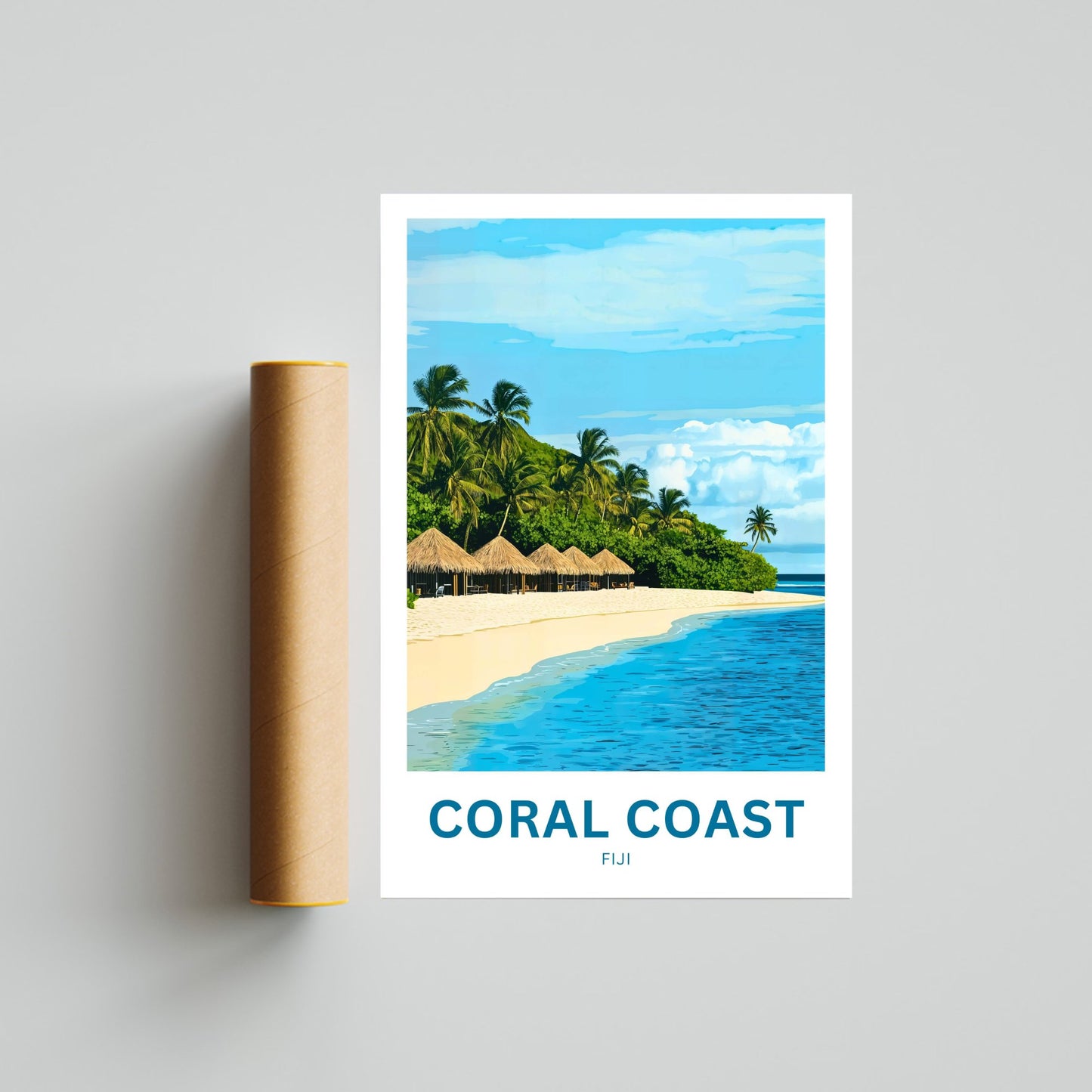 Coral Coast, Fiji Travel Poster - Breathtaking Tropical Island