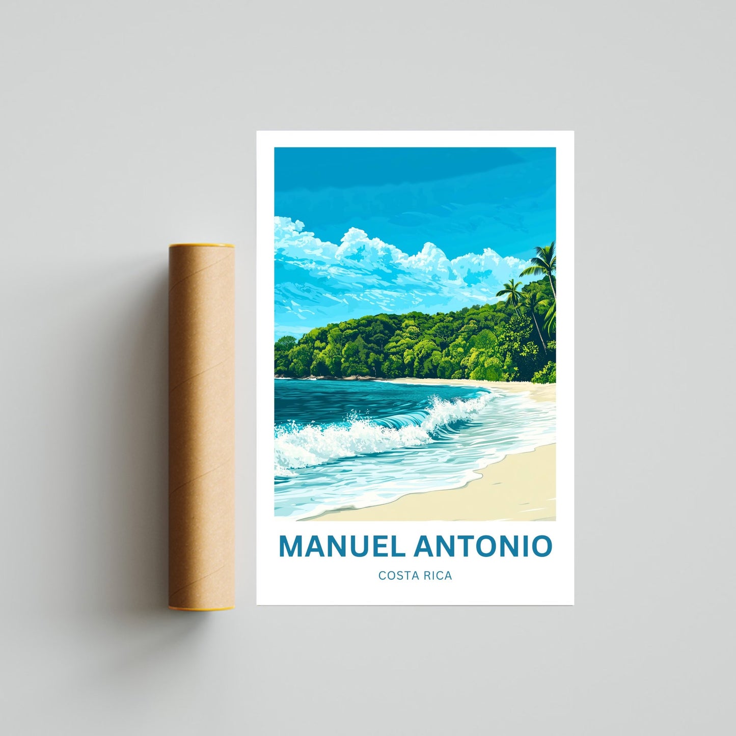 Manuel Antonio Travel Poster - Captivating Sandy Beach in Costa Rica
