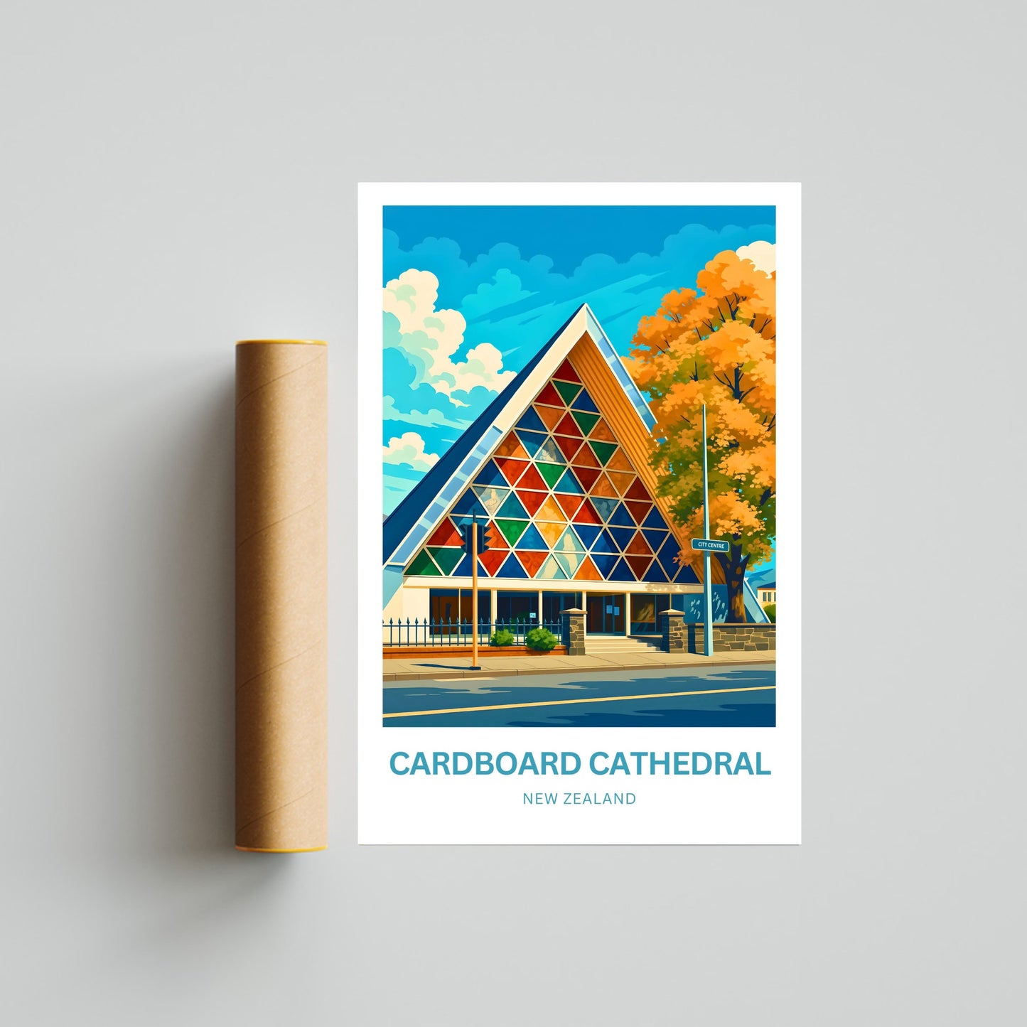 Cardboard Cathedral Travel Poster - Shigeru Ban's Masterpiece