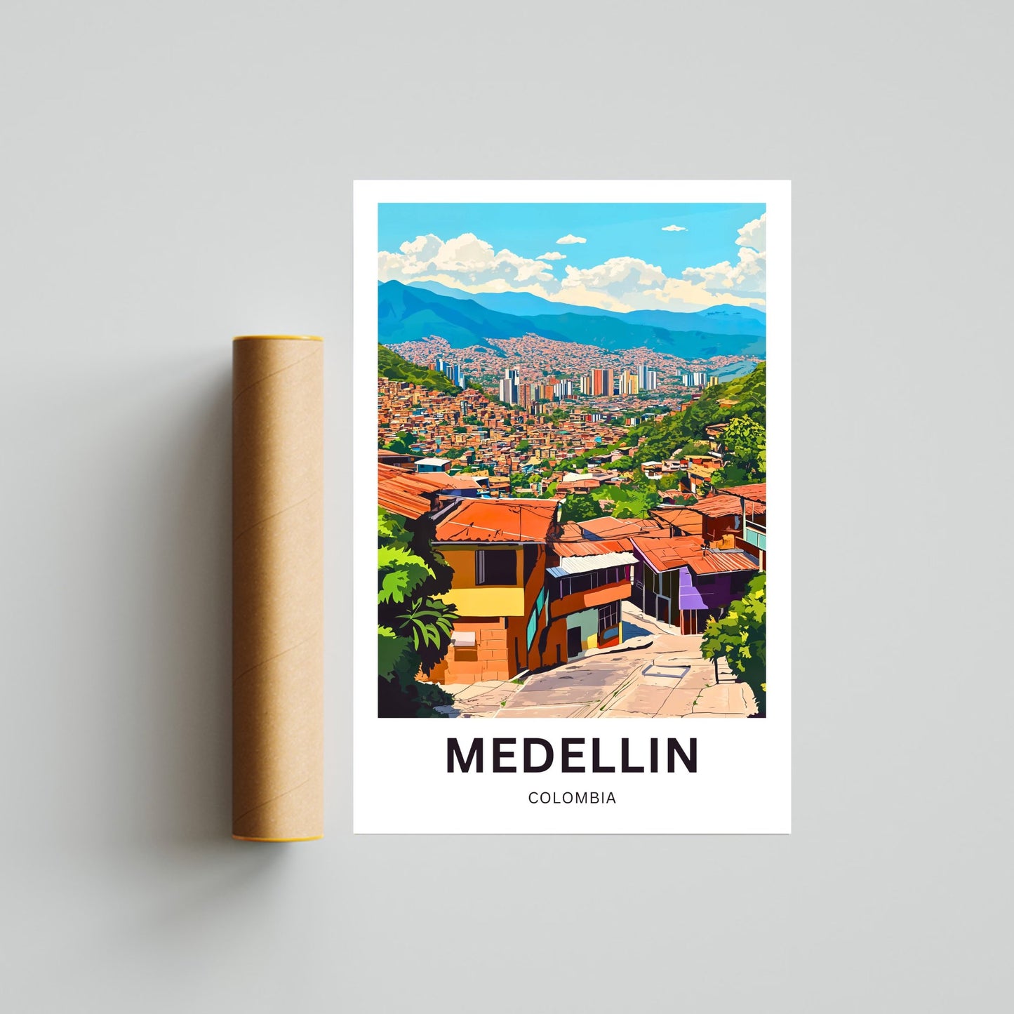 Medellín Travel Poster - A Jewel in the Colombian Mountains
