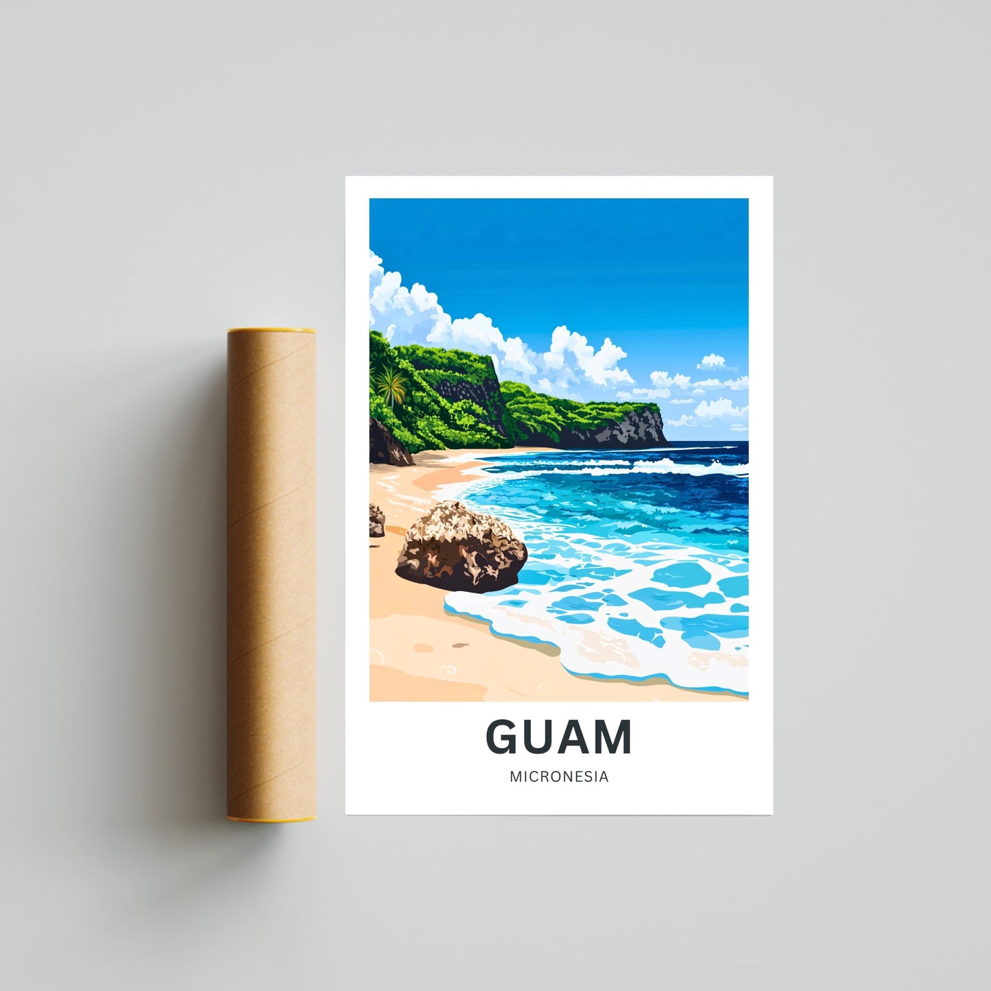 Guam Travel Poster - Breathtaking Serene Water and Shoreline