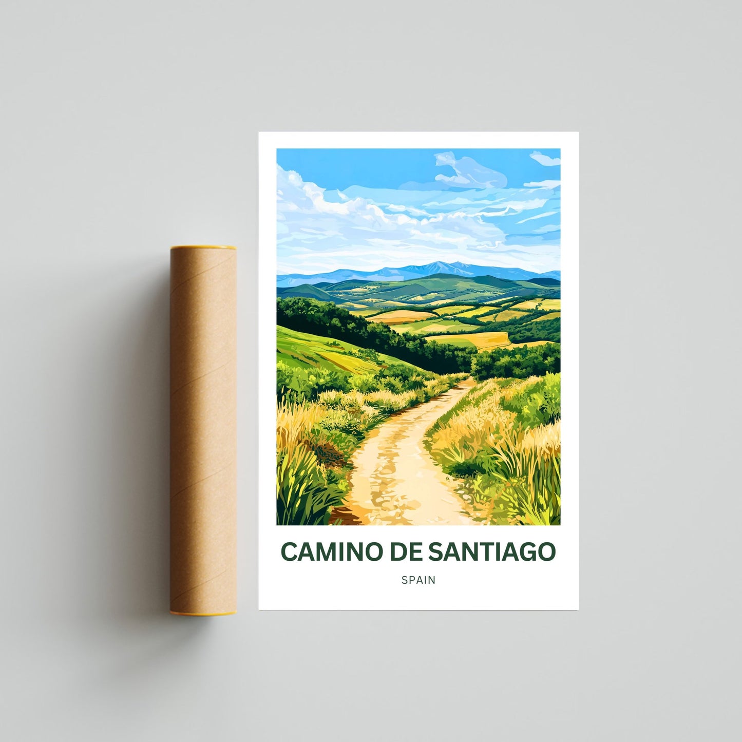 Camino de Santiago Travel Poster - Scenic Trail Views of the Camino