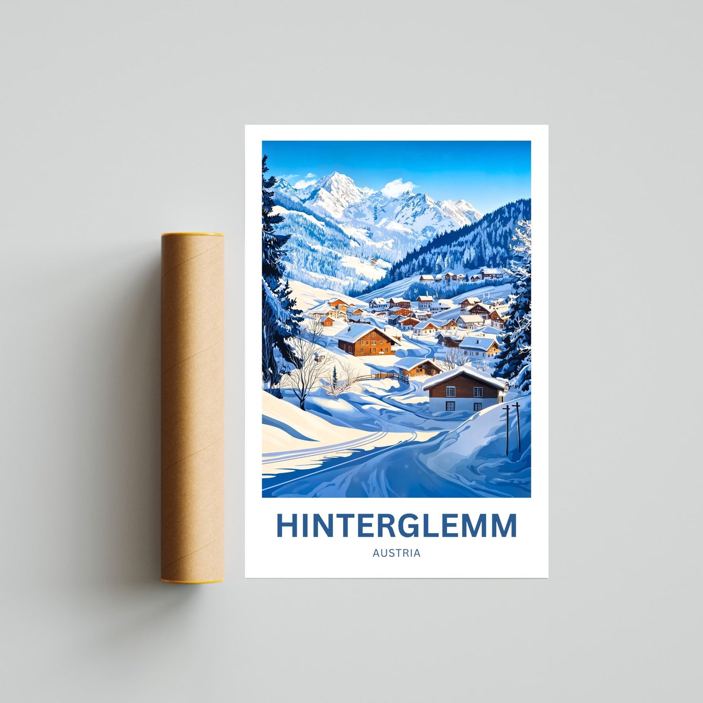 Hinterglemm Travel Poster - Captivating View of Australian Snowy Village