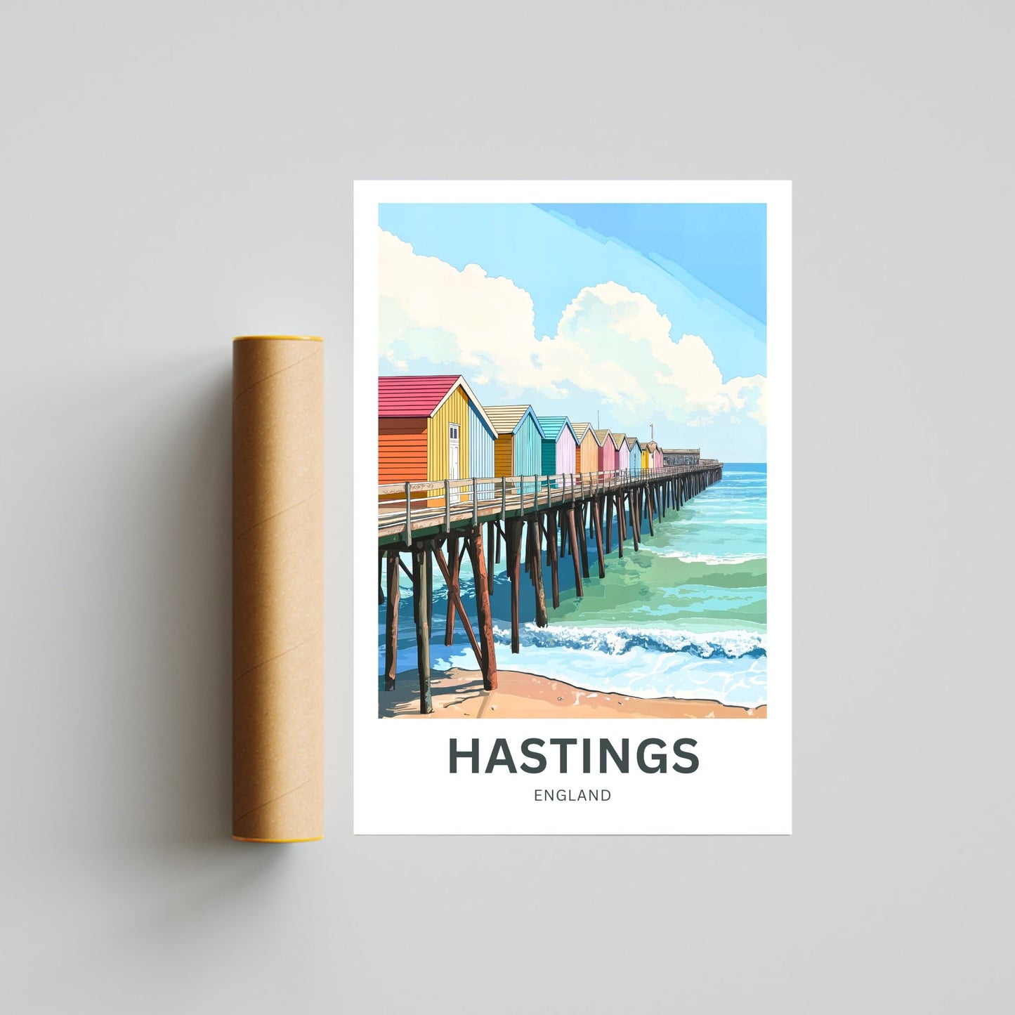 Hastings Travel Poster- Beach Pier