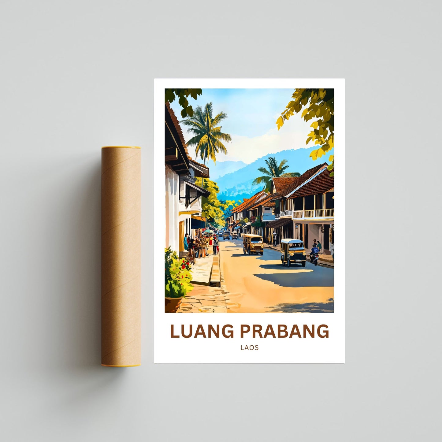 Luang Prabang Travel Poster - Captivating Street of Laos