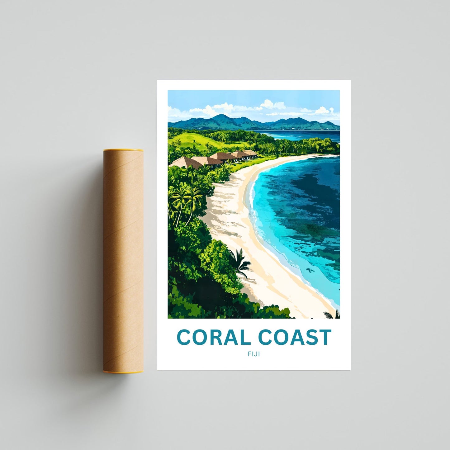 Coral Coast, Fiji Travel Poster - Where the Ocean Smiles