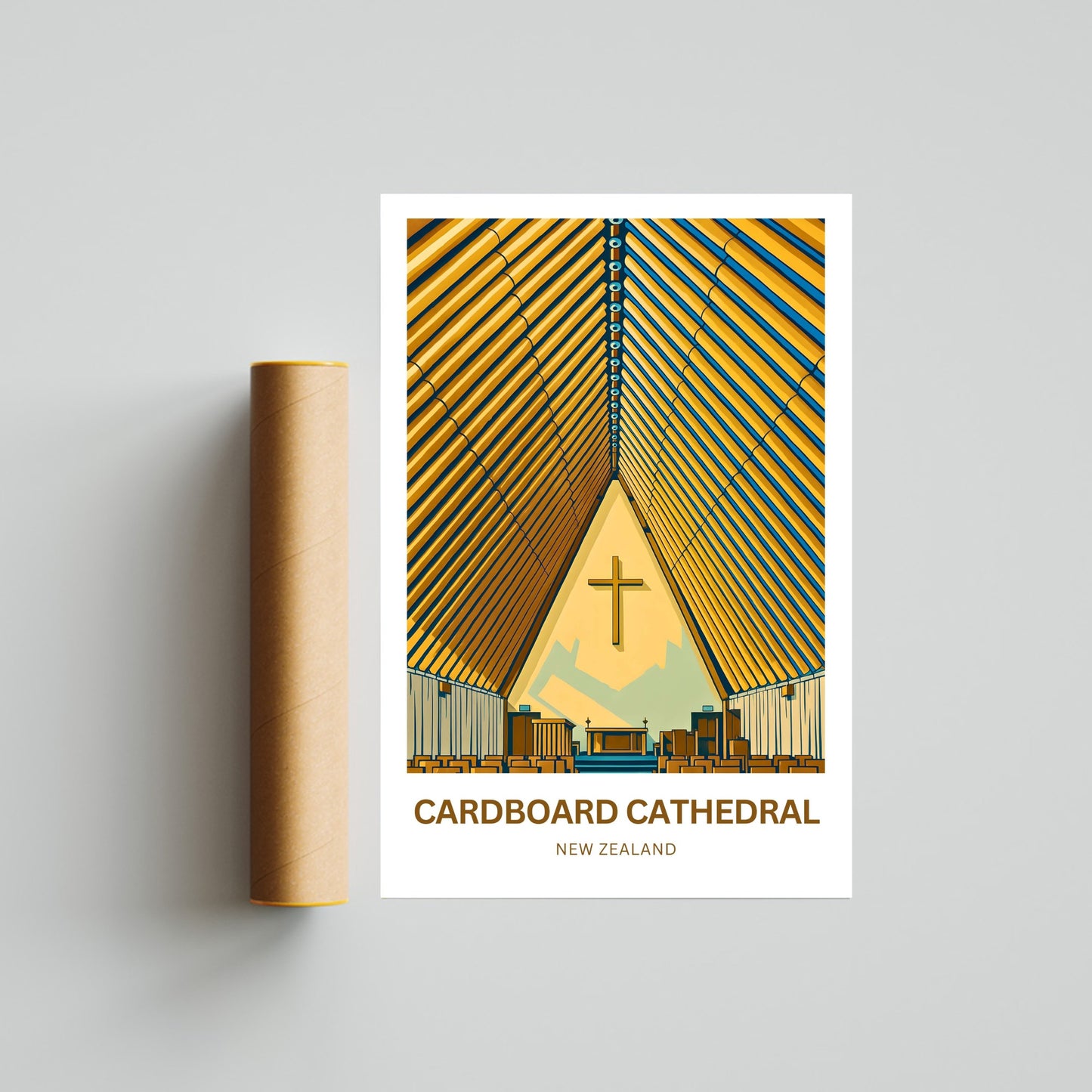 Cardboard Cathedral Travel Poster - Christchurch, New Zealand