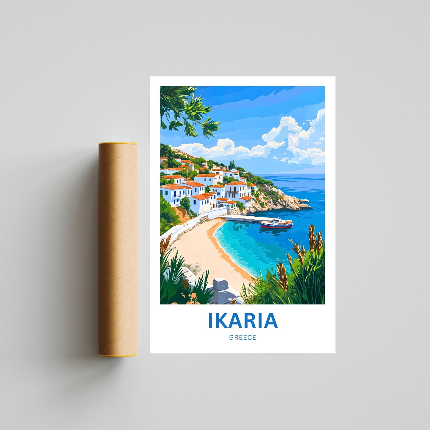 Ikaria Beach Travel Poster - Captivating Coastal Life
