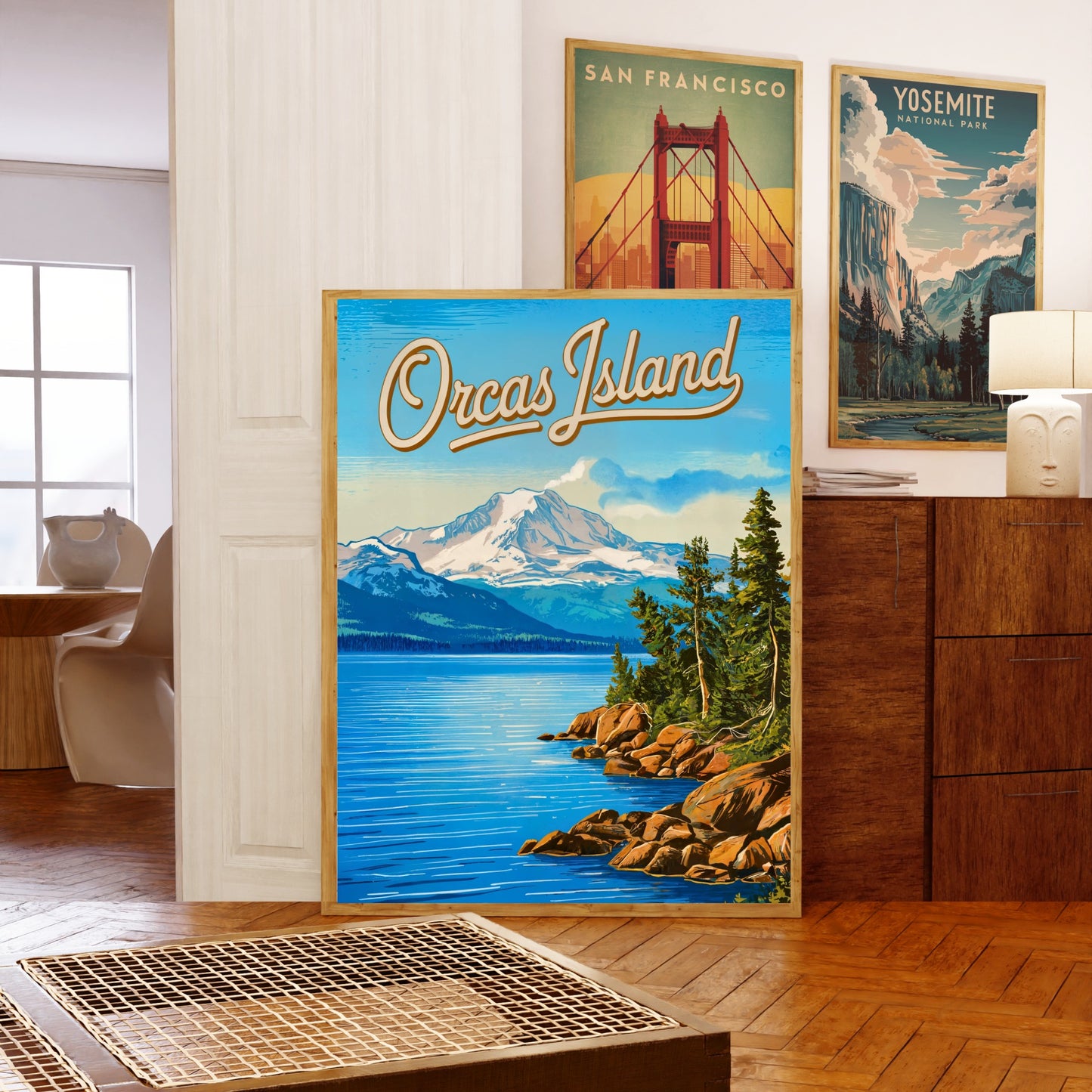 Orcas Island Vintage Travel Poster - Whale Dance