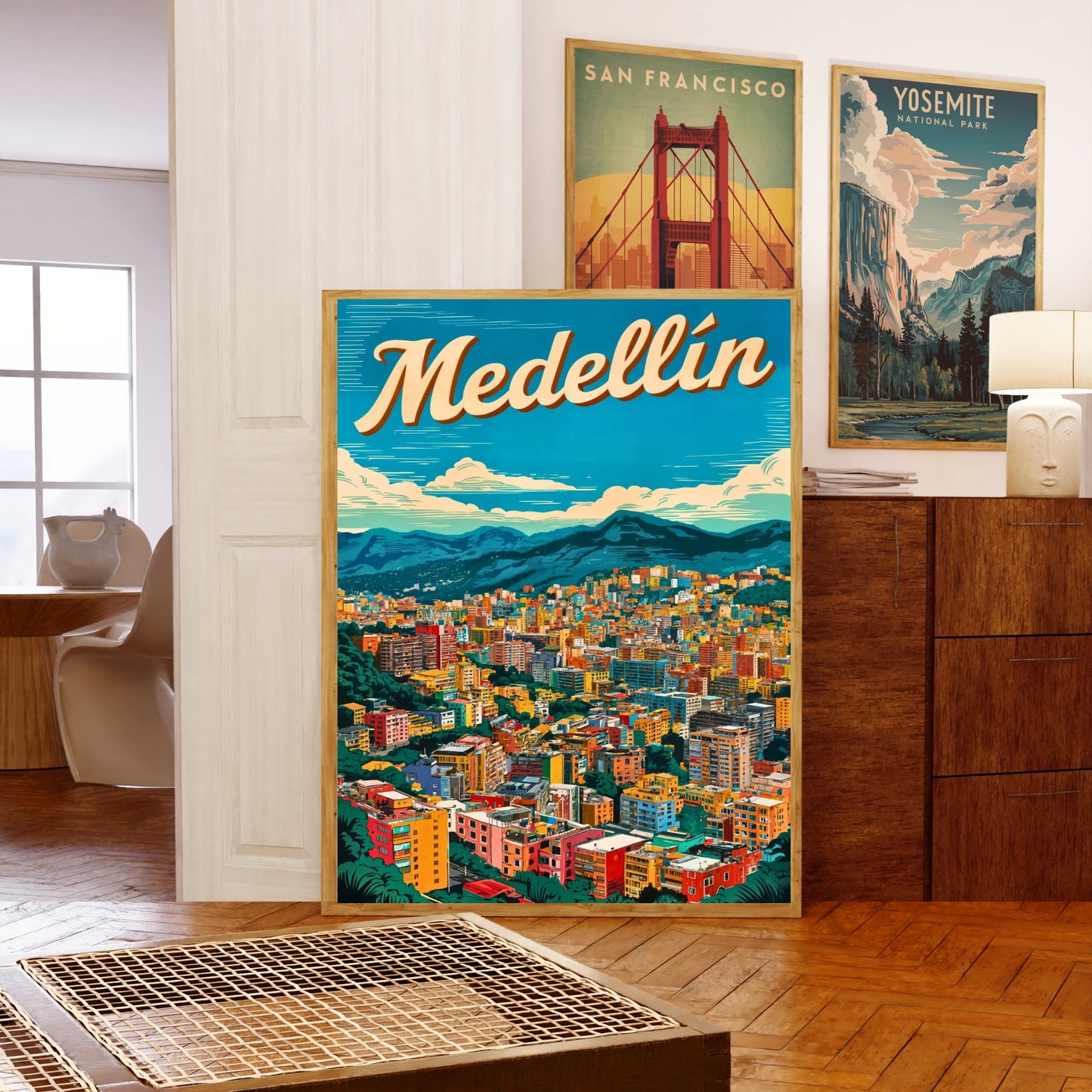 Medellín, Colombia Vintage Travel Poster