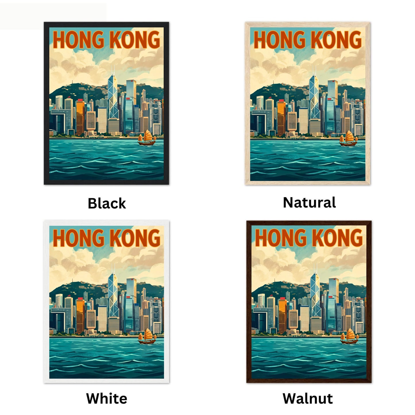 Hong Kong Vintage Travel Poster - Bright Afternoon