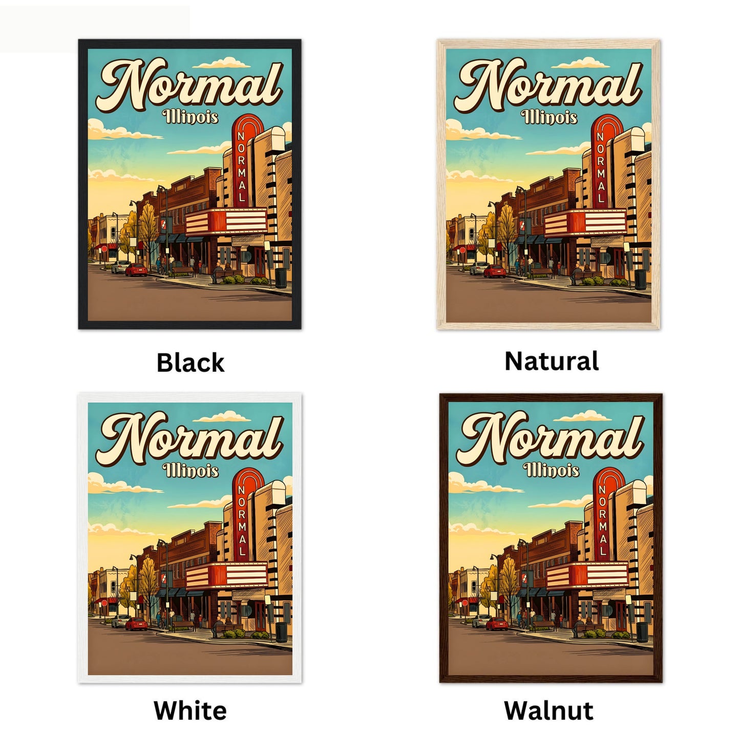 Normal, Illinois Vintage Travel Poster - Golden Afternoon Street View