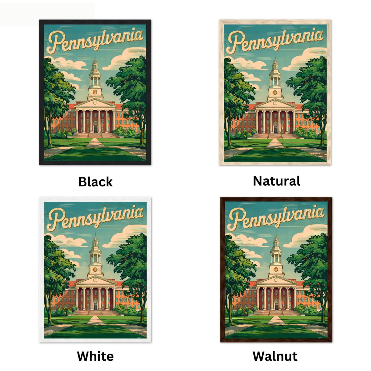 Pennsylvania, State College Vintage Travel Poster - Penn State University