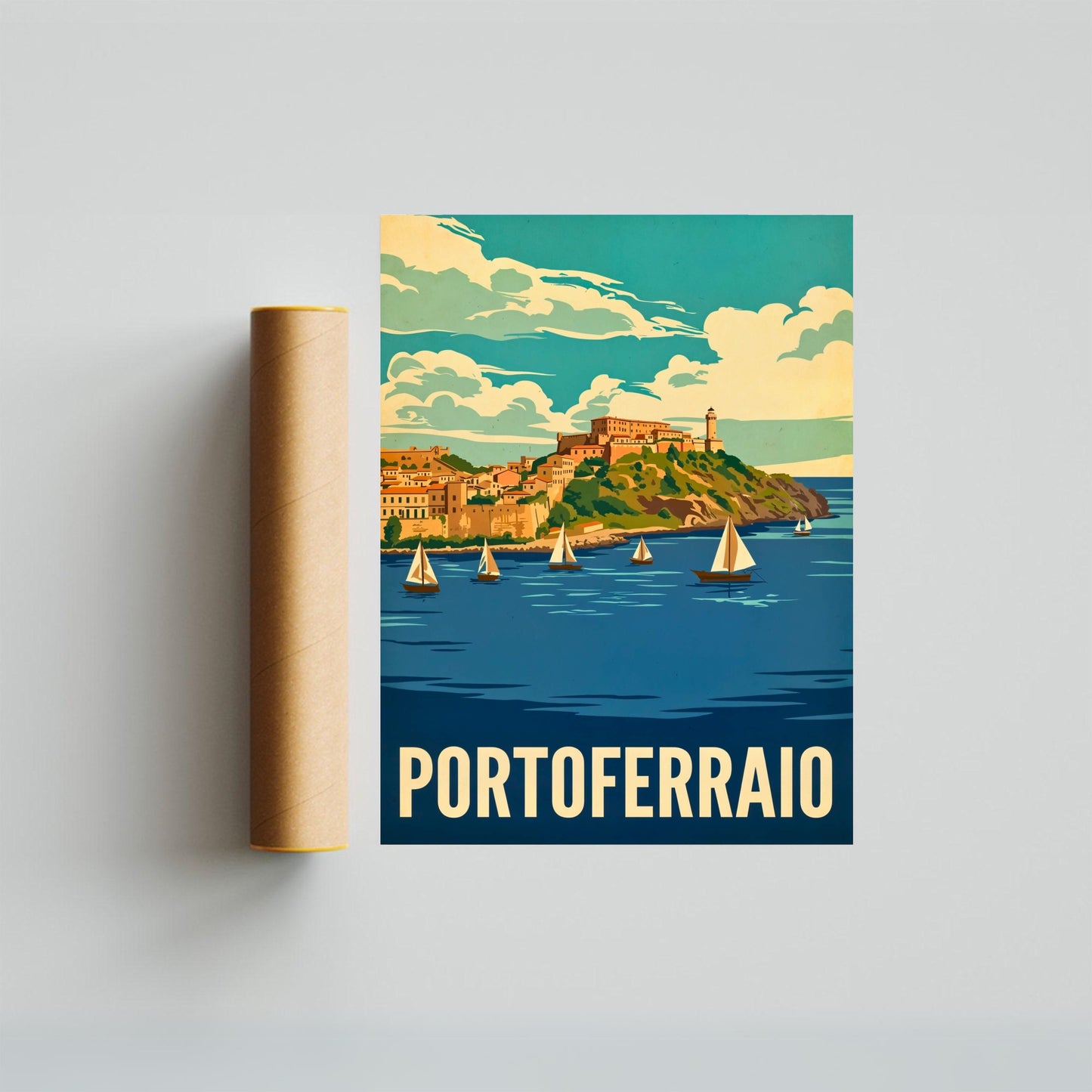 Portoferraio Vintage Travel Poster - Island of Fortresses