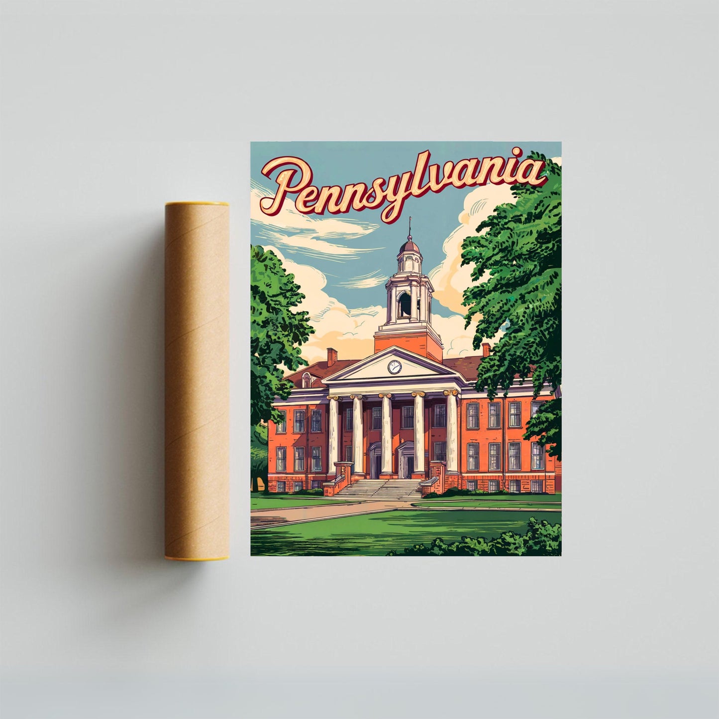 Pennsylvania, State College Vintage Travel Poster - Penn State Pride