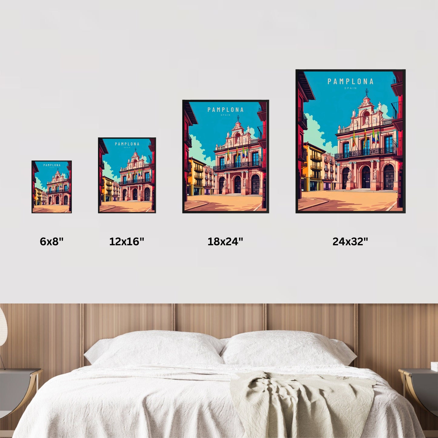Pamplona Vintage Travel Poster - Spain Home of the Running of the Bulls