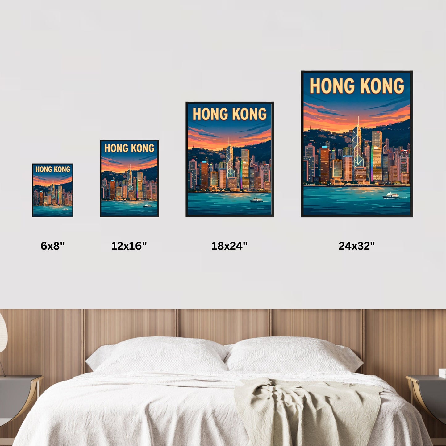 Hong Kong Vintage Travel Poster - Captivating Calm Night