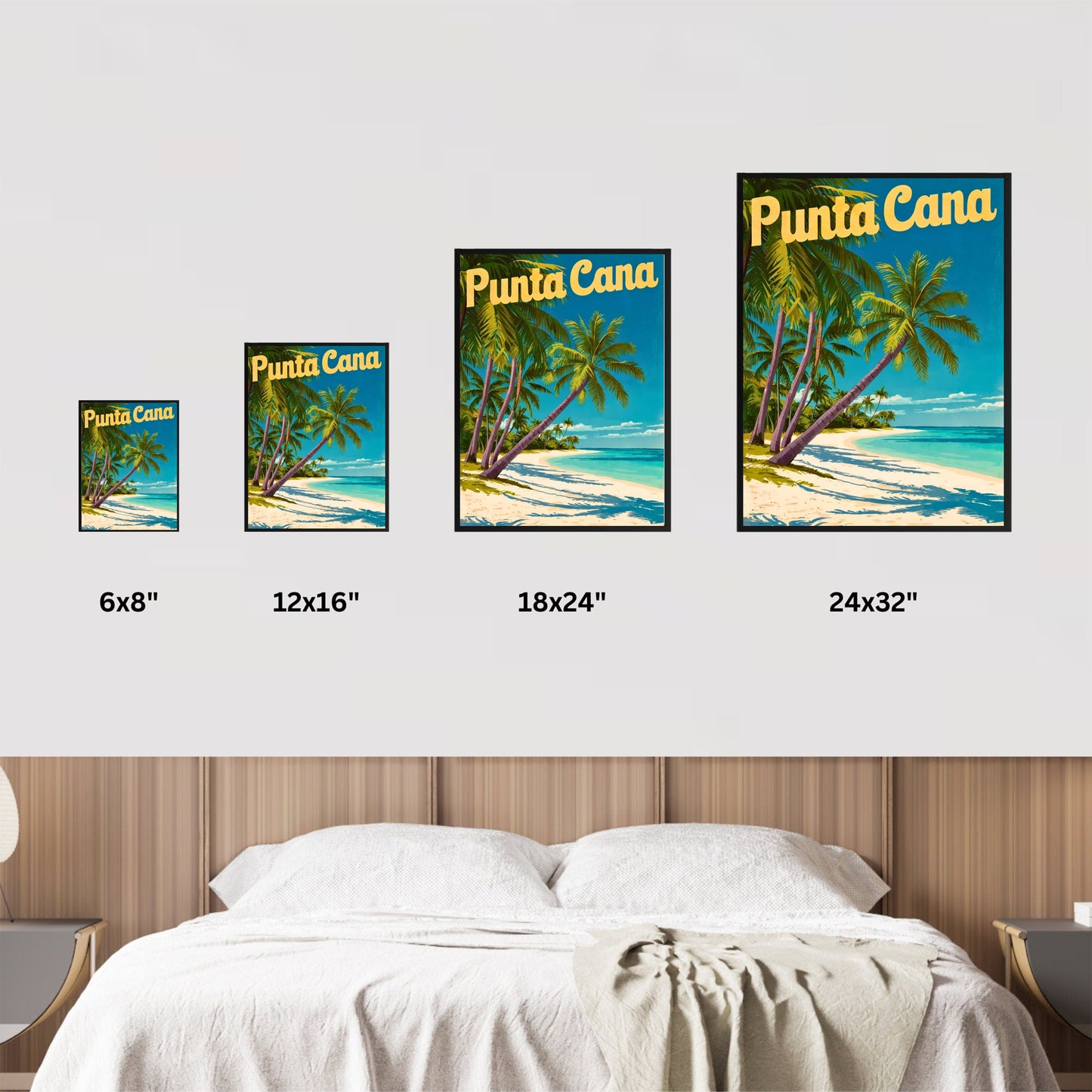 Punta Cana Vintage Travel Poster - Relaxing White Sandy Beach in Dominica Republic
