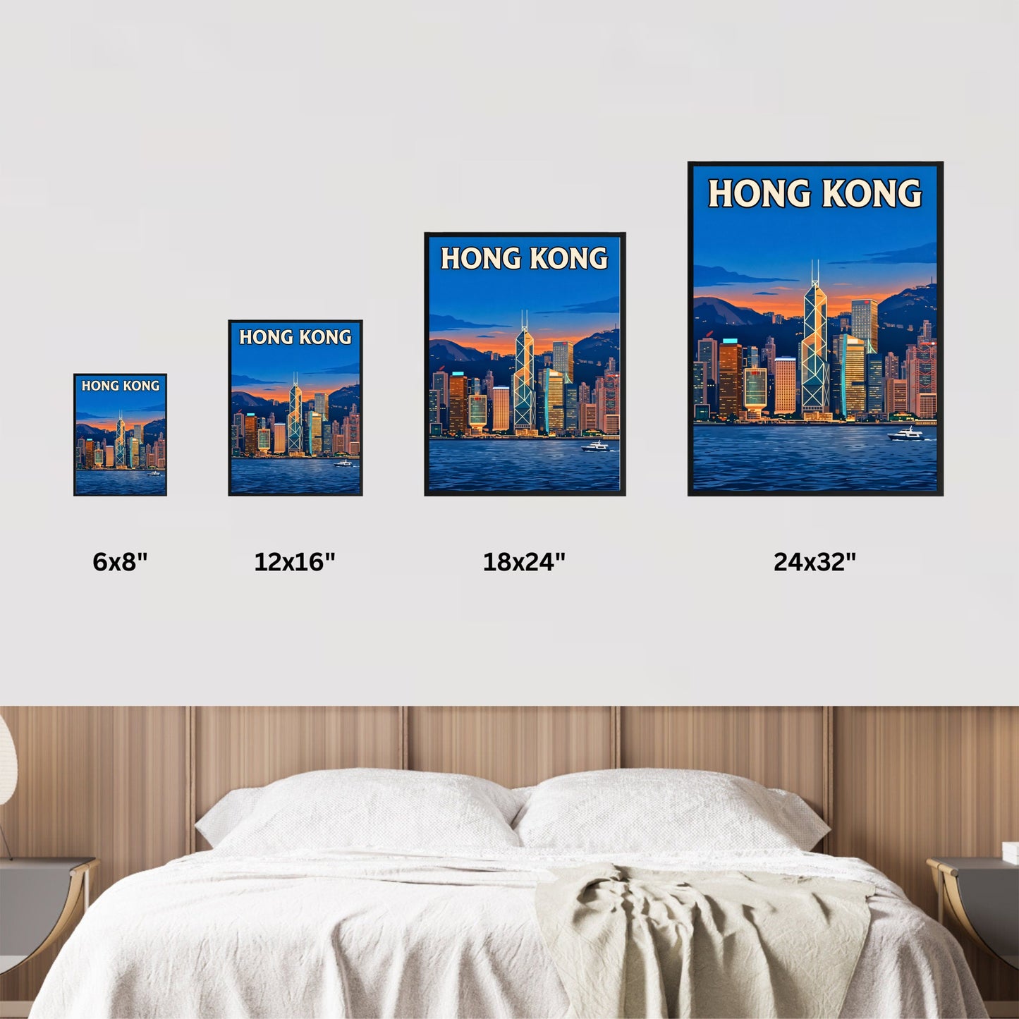 Hong Kong Vintage Travel Poster - Nightfall
