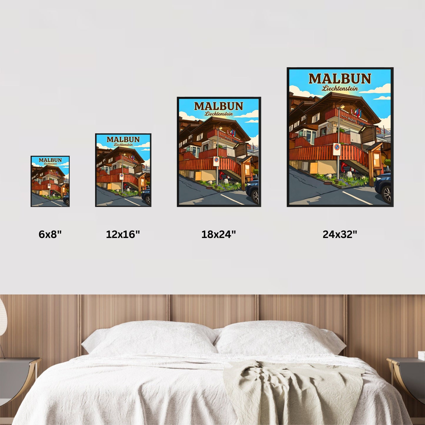 Malbun Vintage Travel Poster - Charming Chalet Hotel