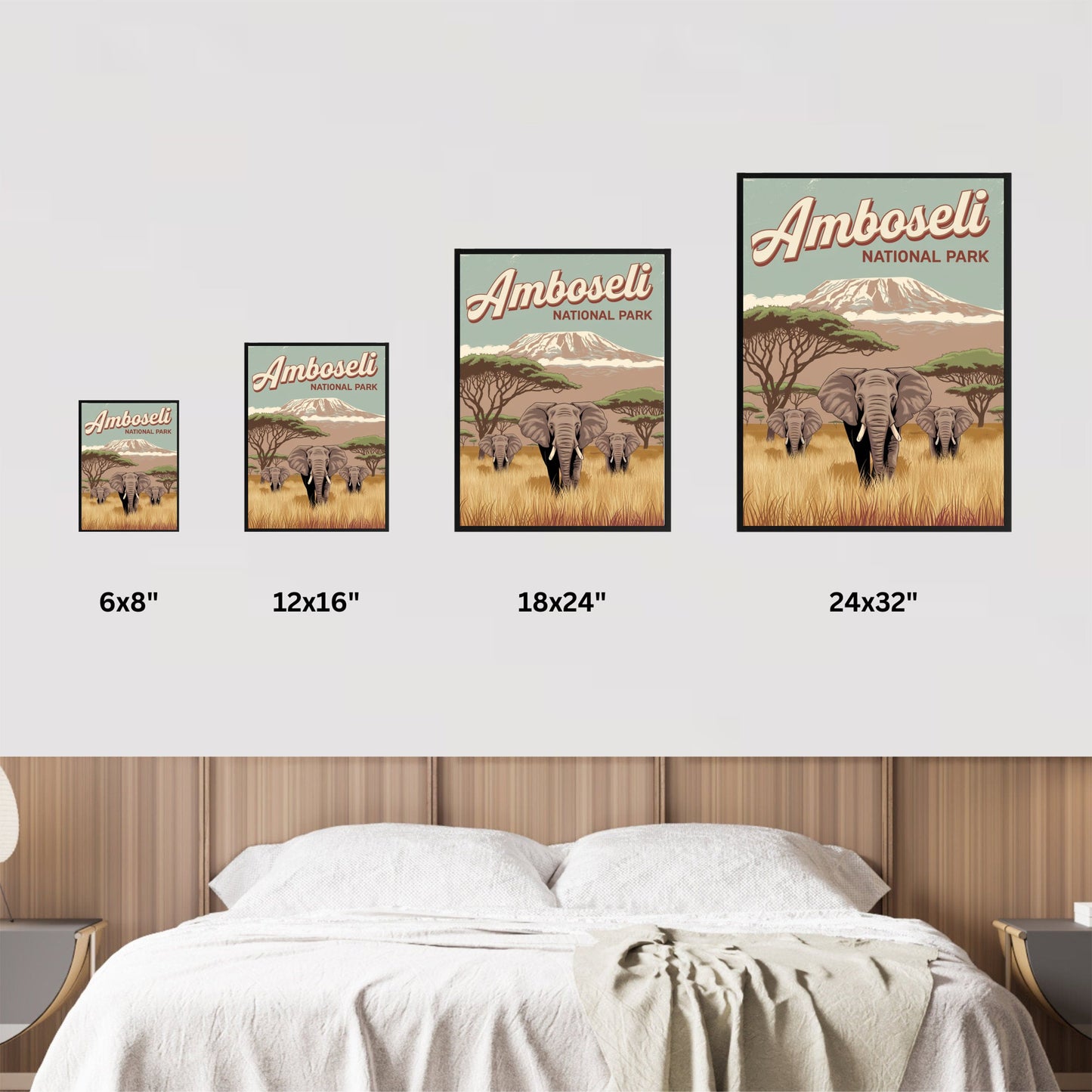 Amboseli National Park Vintage Travel Poster - Wildlife Paradise