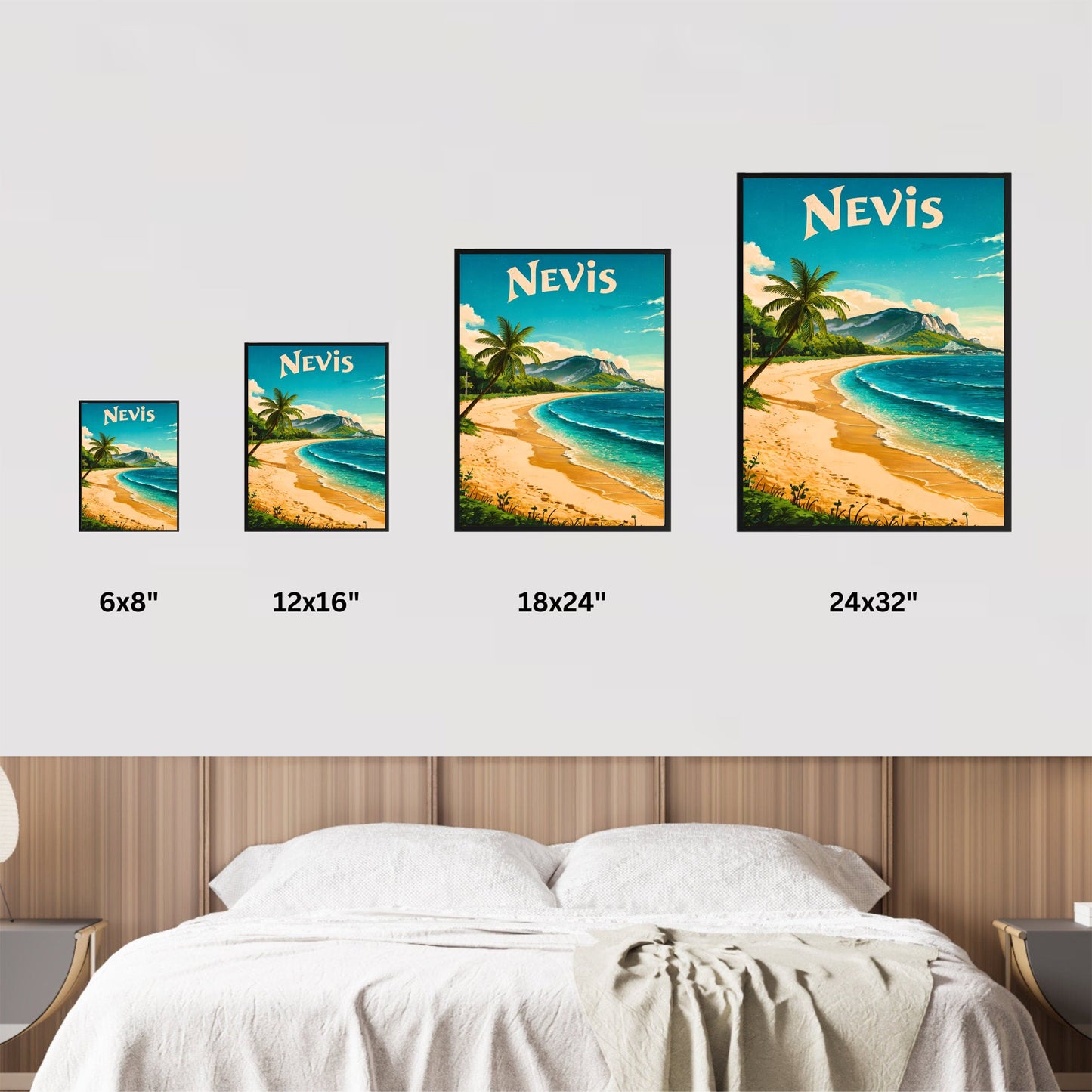 Nevis Vintage Travel Poster - Breathtaking Beach Shoreline