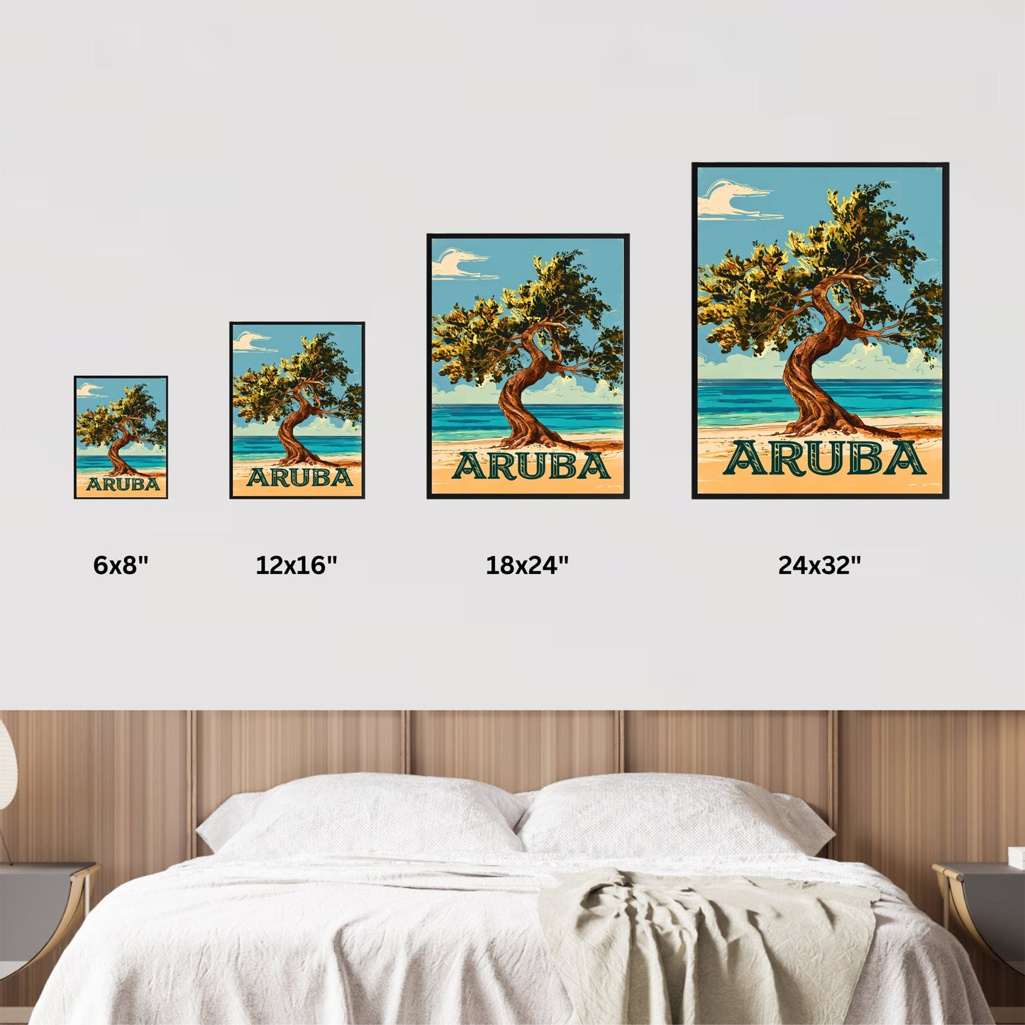 Aruba Vintage Travel Poster - Iconic Tree in Caribbean Island