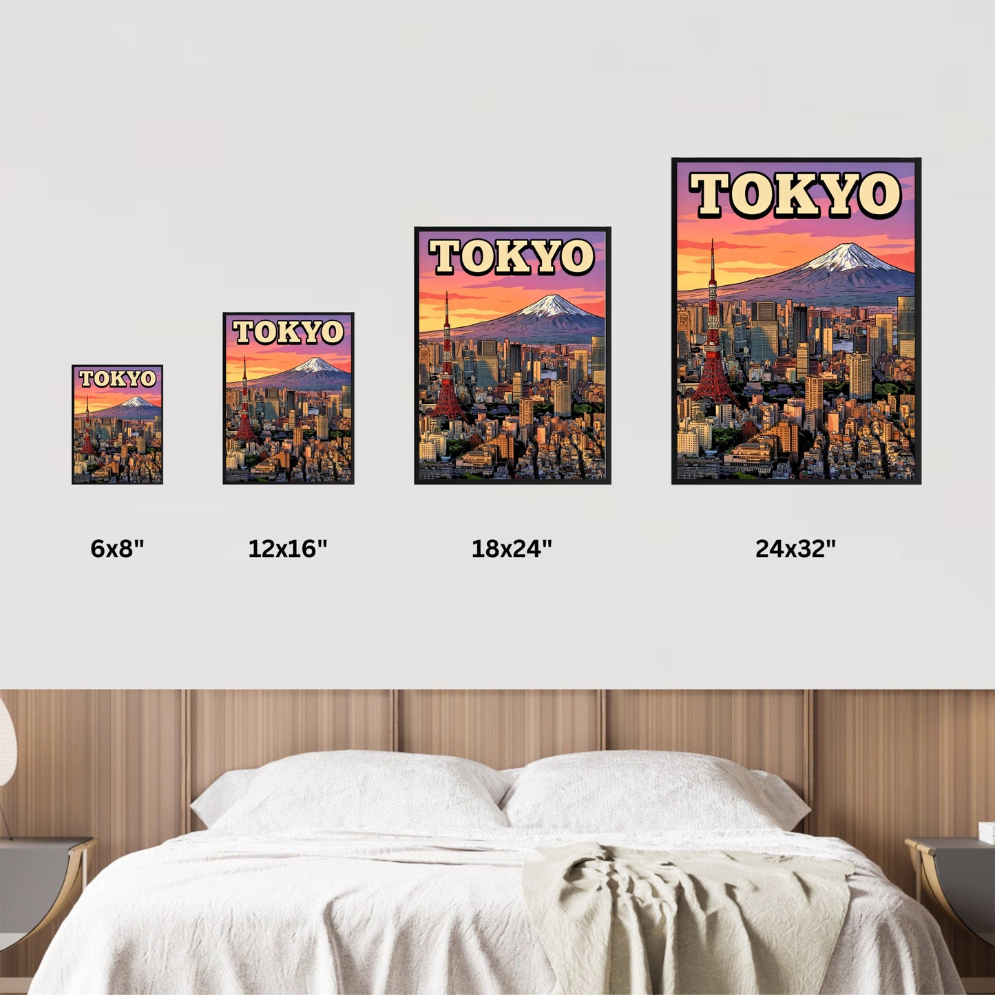 Tokyo Vintage Travel Poster - Iconic Tower and Mount Fuji