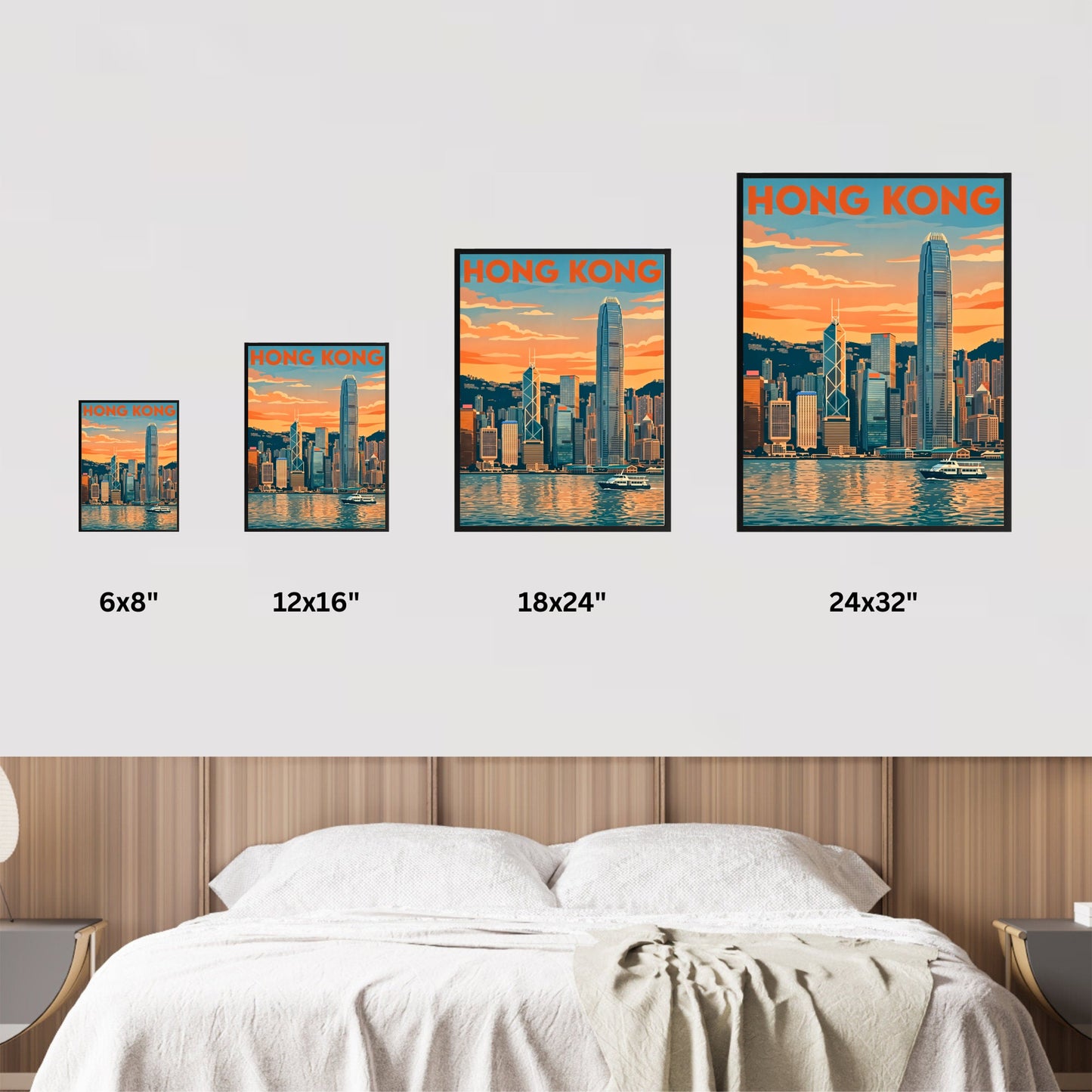 Hong Kong Vintage Travel Poster - Skyline Late Afternoon