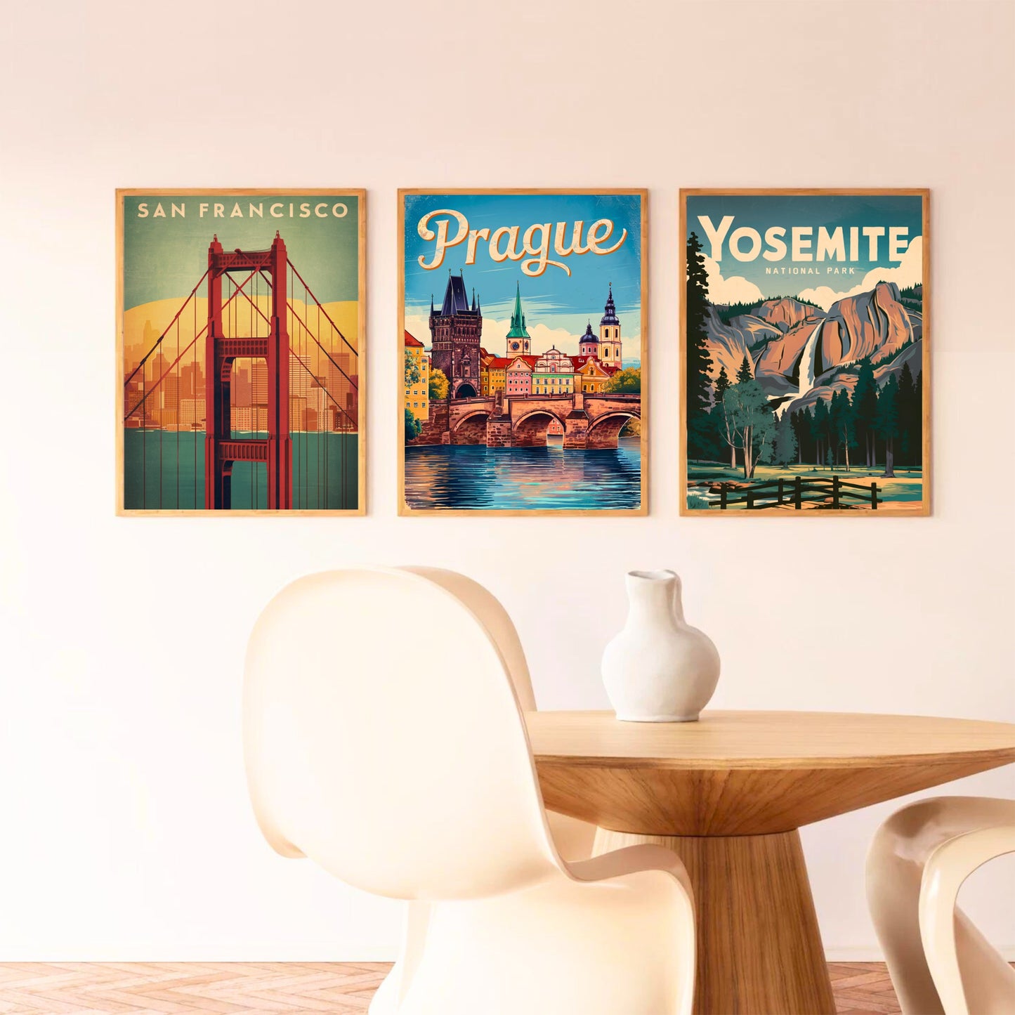 Prague Vintage Travel Poster - Golden Hour in Prague