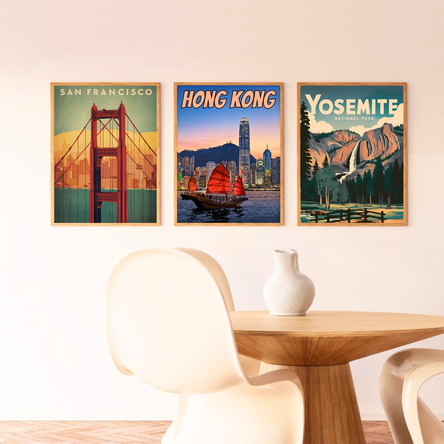 Hong Kong Vintage Travel Poster - China Iconic Red Sails