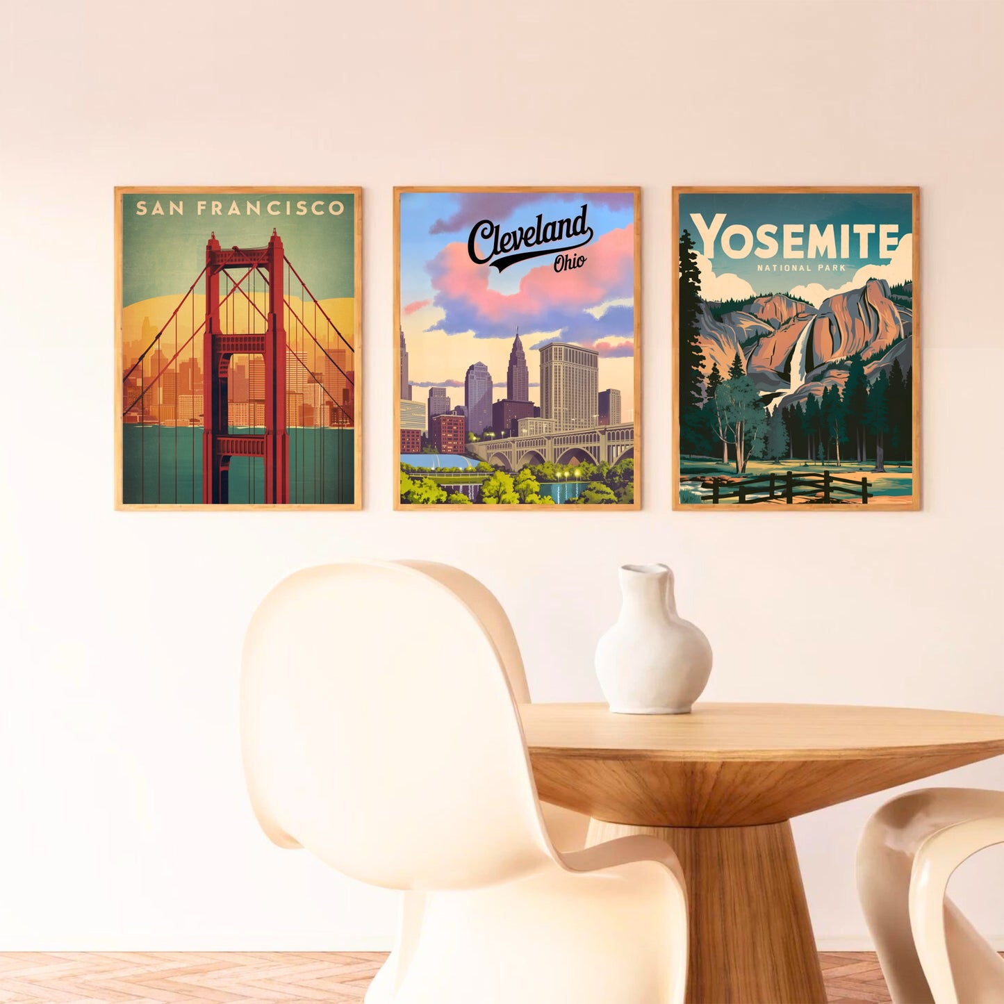 Ohio Vintage Travel Poster - Cleveland Skyscrapers