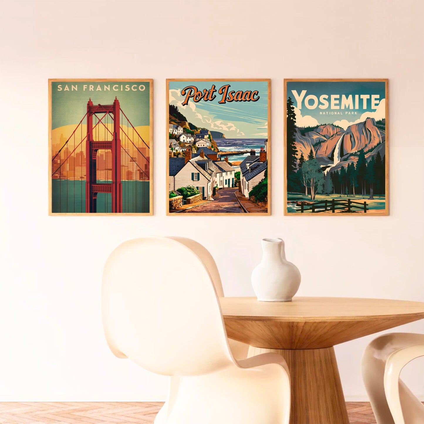Port Isaac Vintage Travel Poster - Captivating Coastal Village View