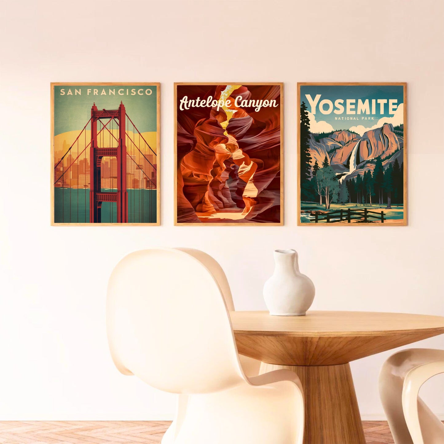 Antelope Canyon Vintage Travel Poster - Majestic Red Sandstone and Sunlight Play