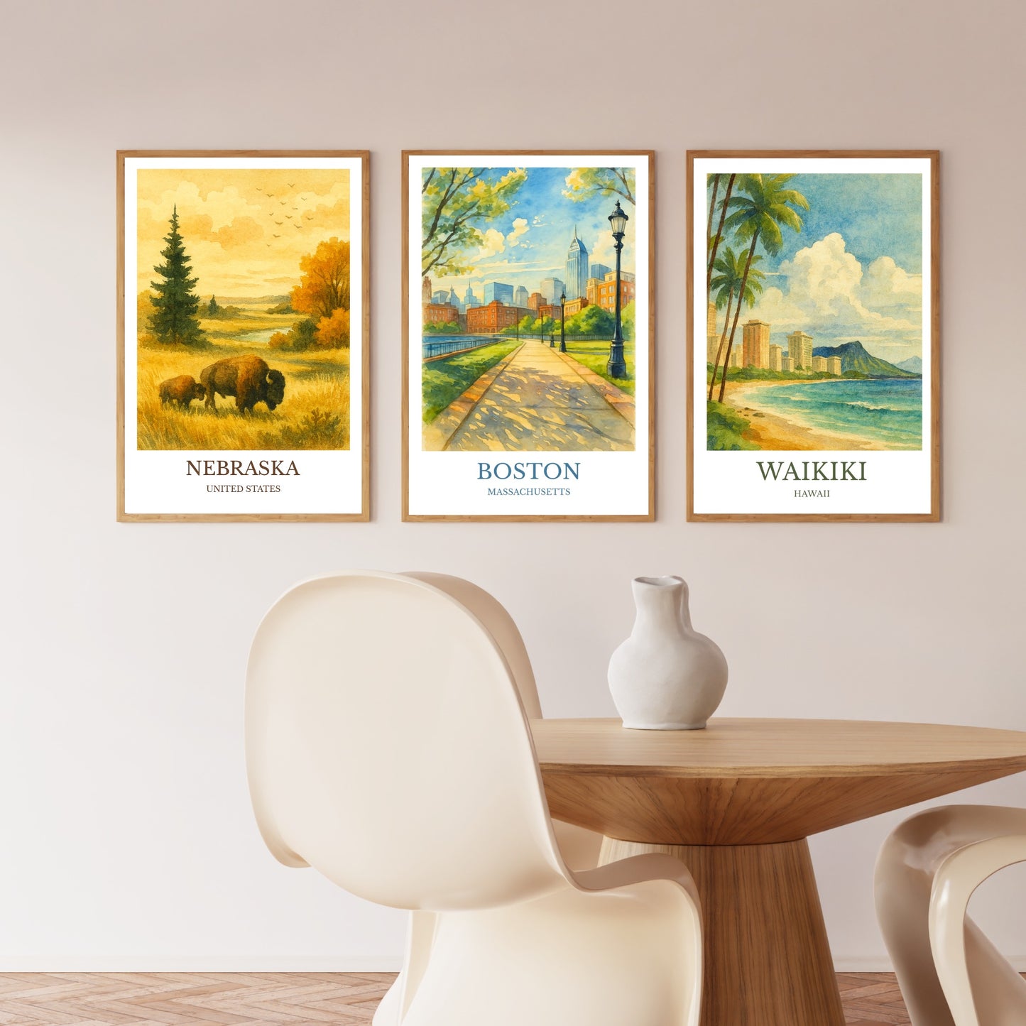 Boston, Watercolor design poster, Massachusetts Print, Boston Wall Art