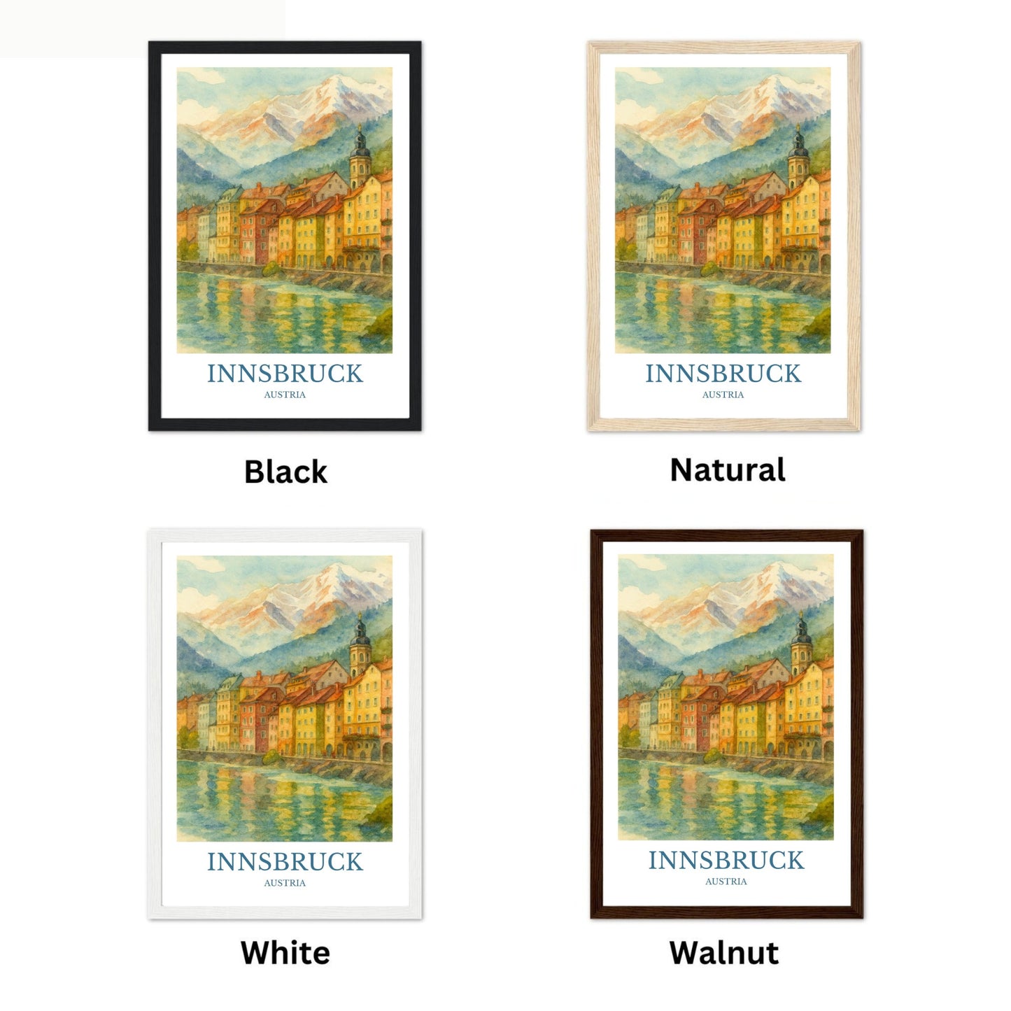 Innsbruck, Watercolor design poster, Austria Print, Innsbruck Wall Art