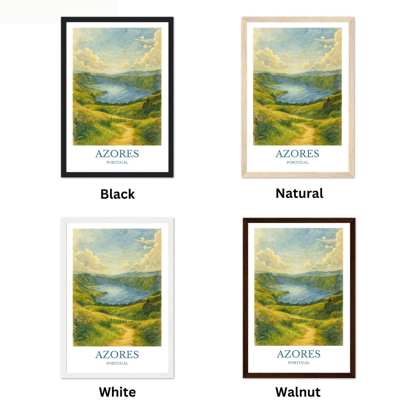 Azores, Watercolor design poster, Portugal Print, Azores Wall Art