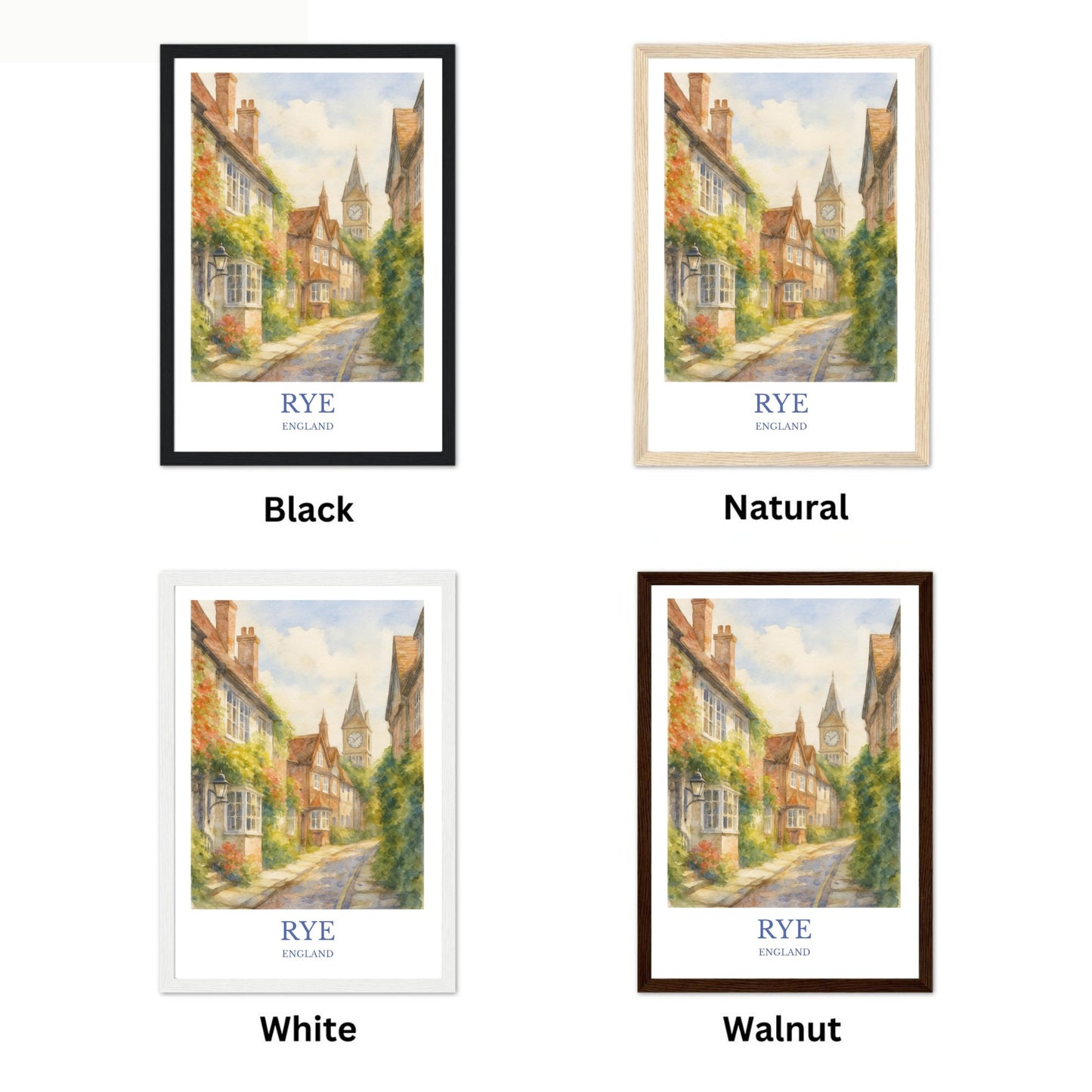 Rye, Watercolor design poster, England Print, Rye Wall Art