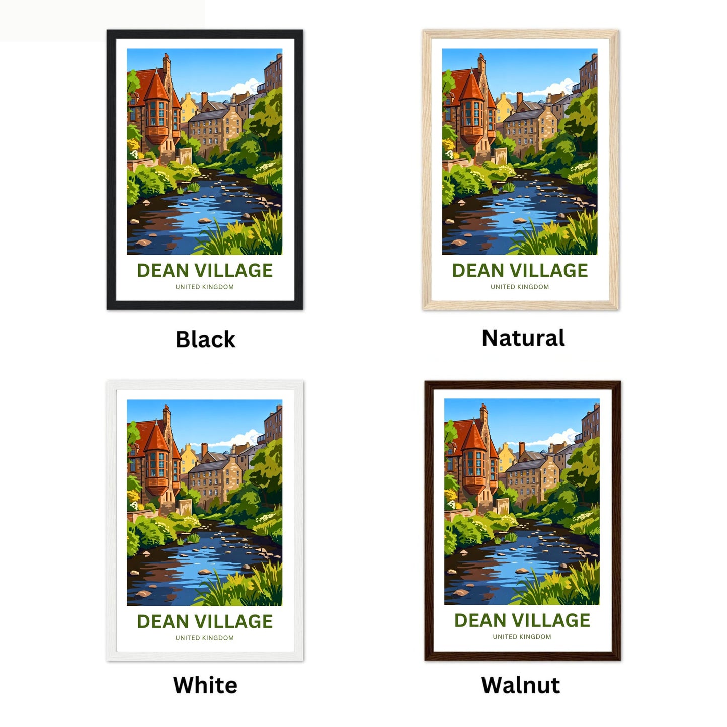 Dean Village Travel Poster - Riverside Stillness