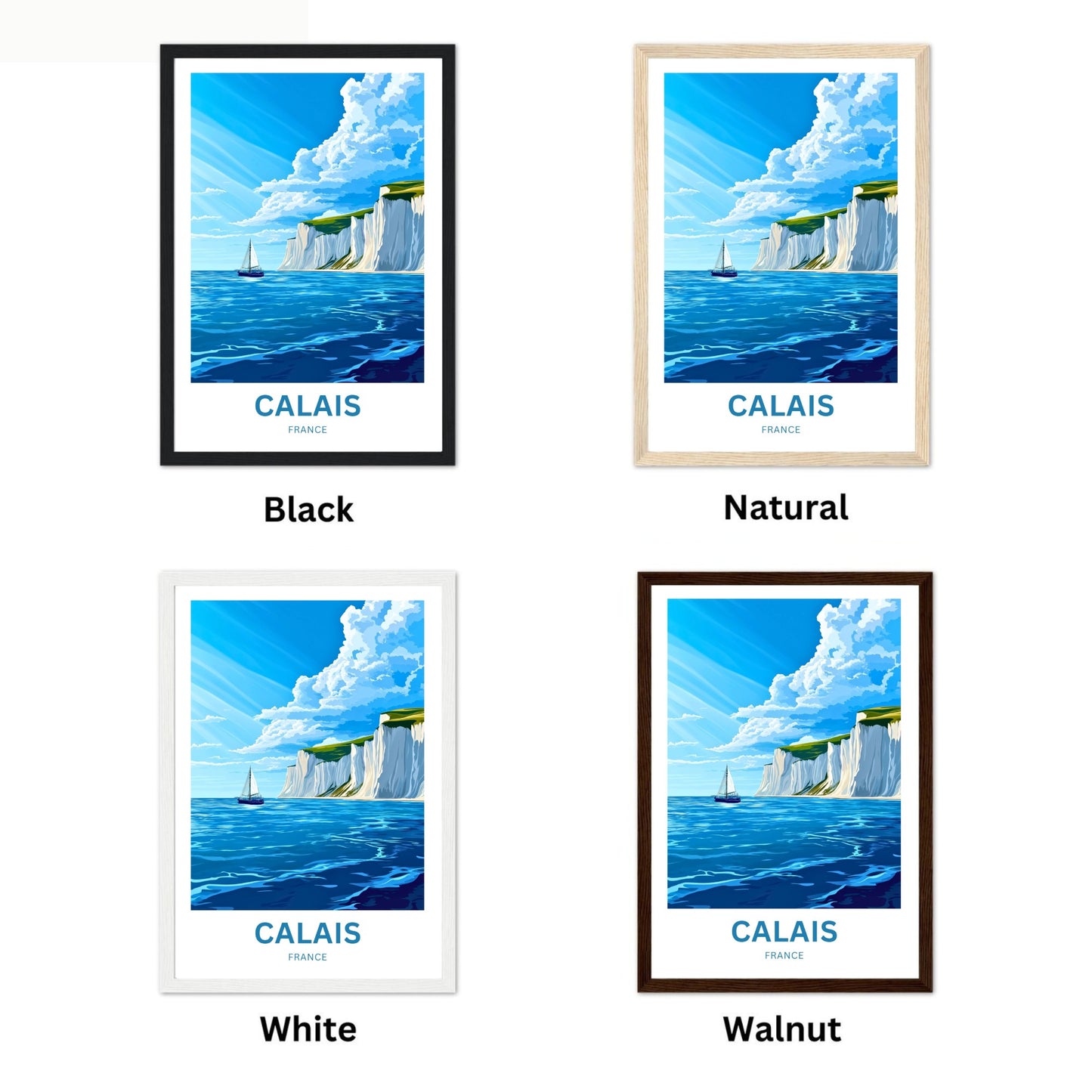 Calais Travel Poster - Cliffs of France