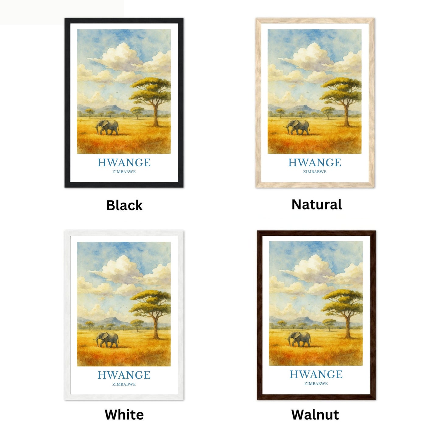 Hwange, Watercolor design poster, Zimbabwe Print, Hwange Wall Art