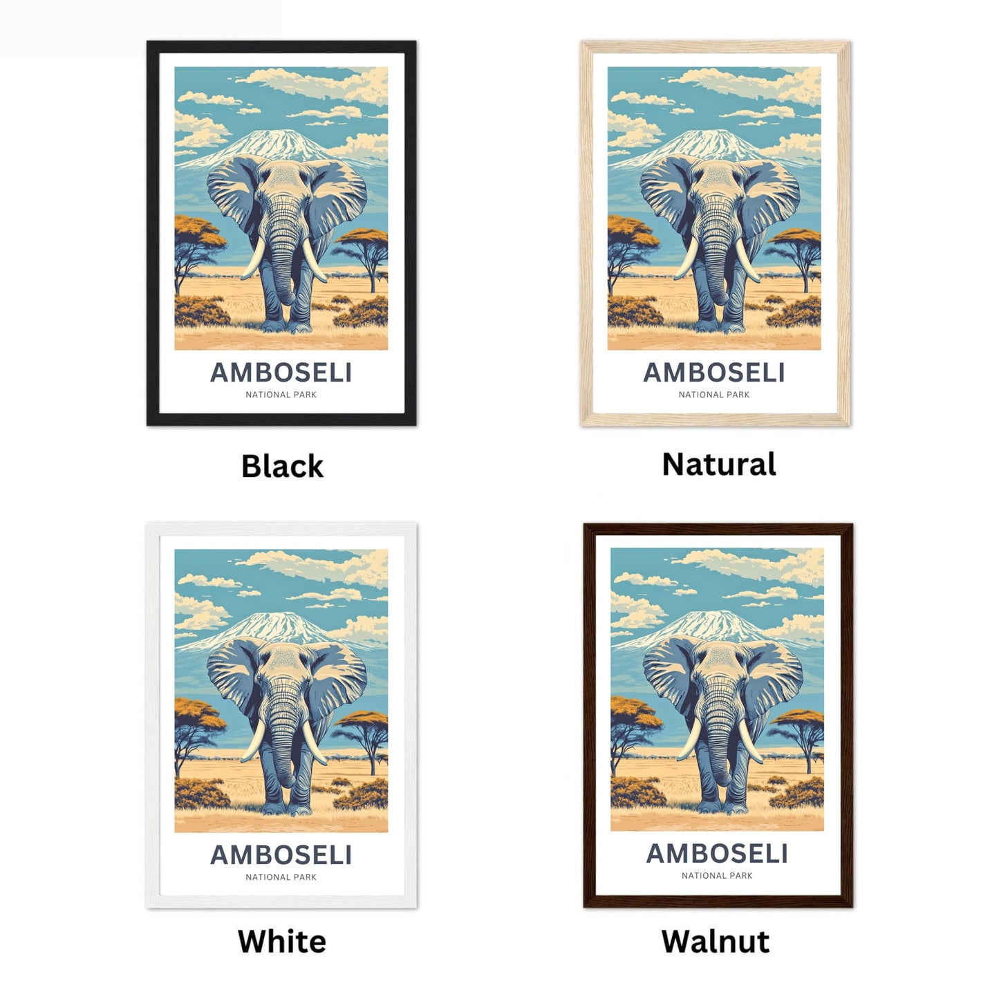 Amboseli National Park Travel Poster - Tusks of Glory, Kilimanjaro Rising