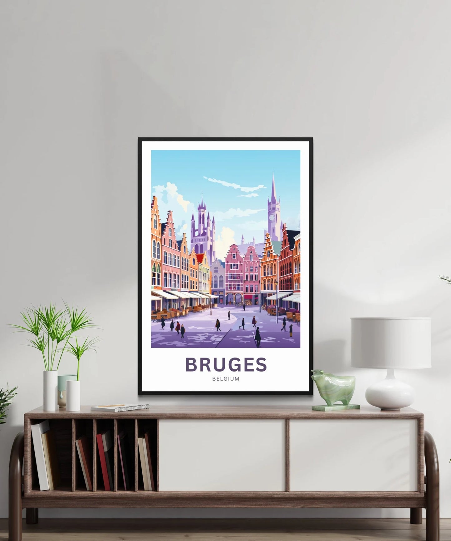 Bruges Travel Poster - Stunning Town Square View