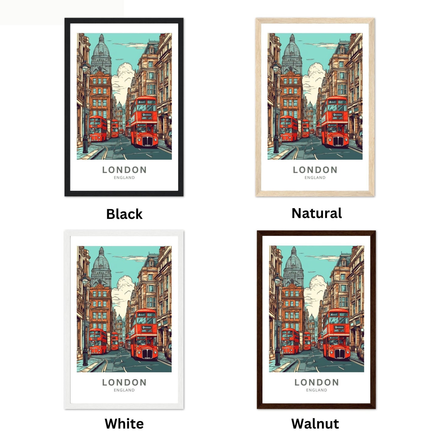 London City Print | Wall Art | Travel Poster | Red Bus | Busy Streets | London Bus | England Poster - TravelTreasureCo